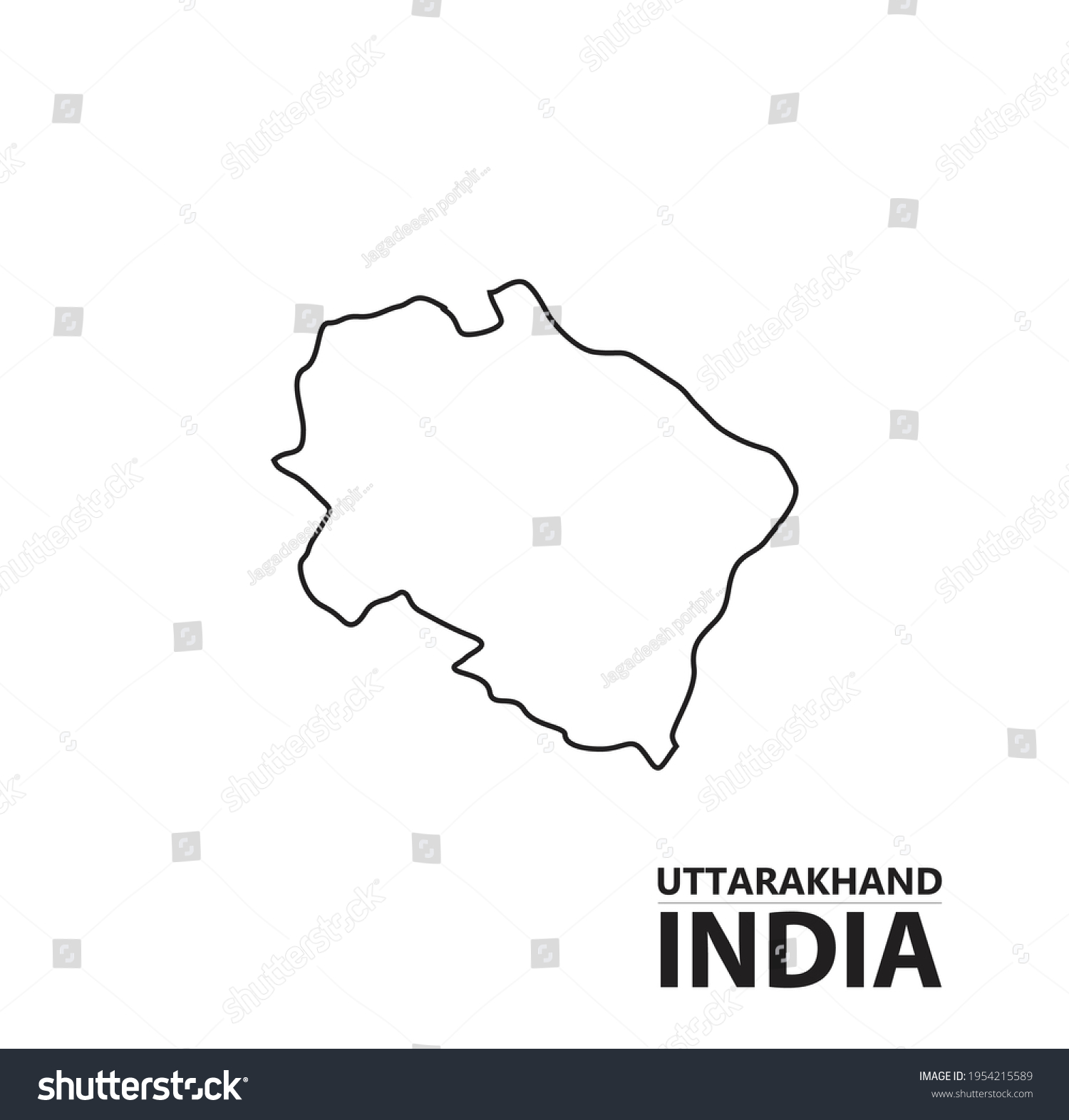 Uttarakhand India Map Outline Vector Stock Vector (Royalty Free ...