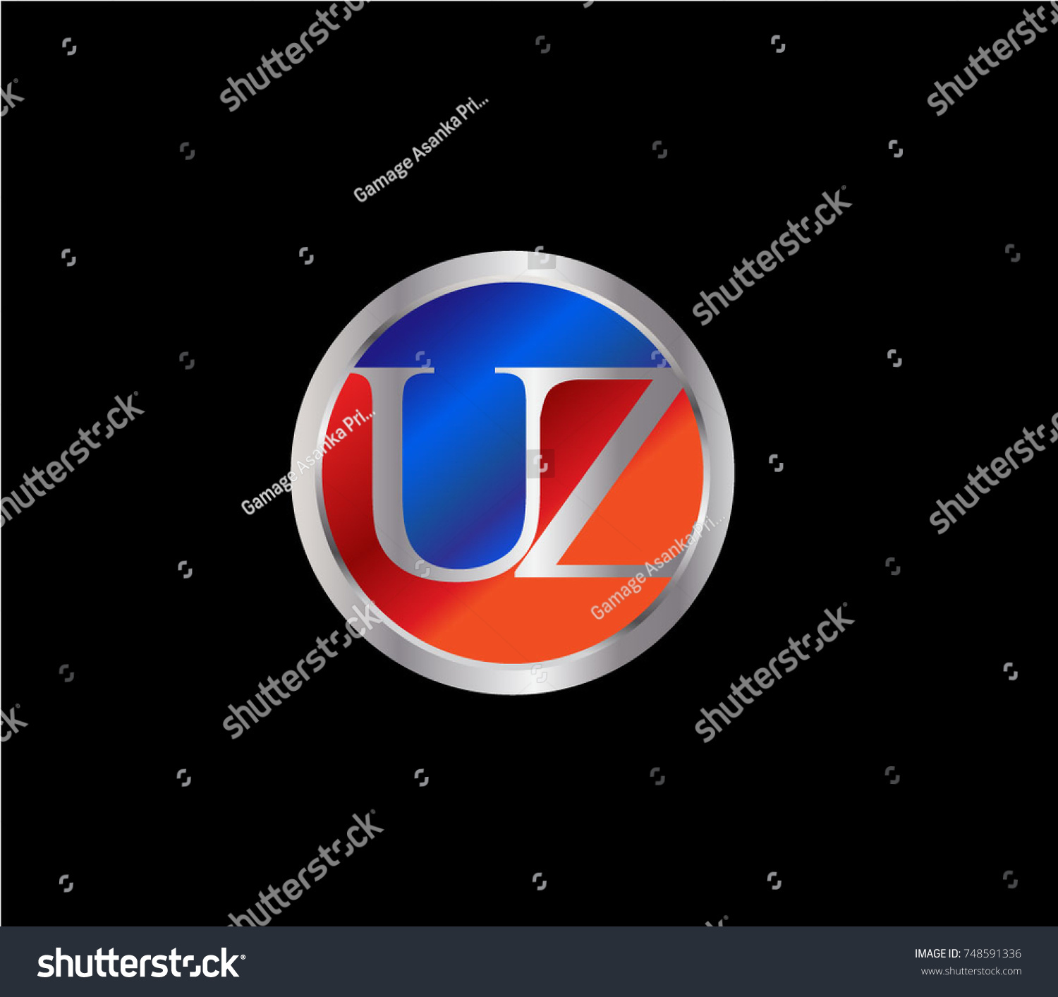 Uz Logo Letter Design Vector Red Stock Vector (Royalty Free) 748591336