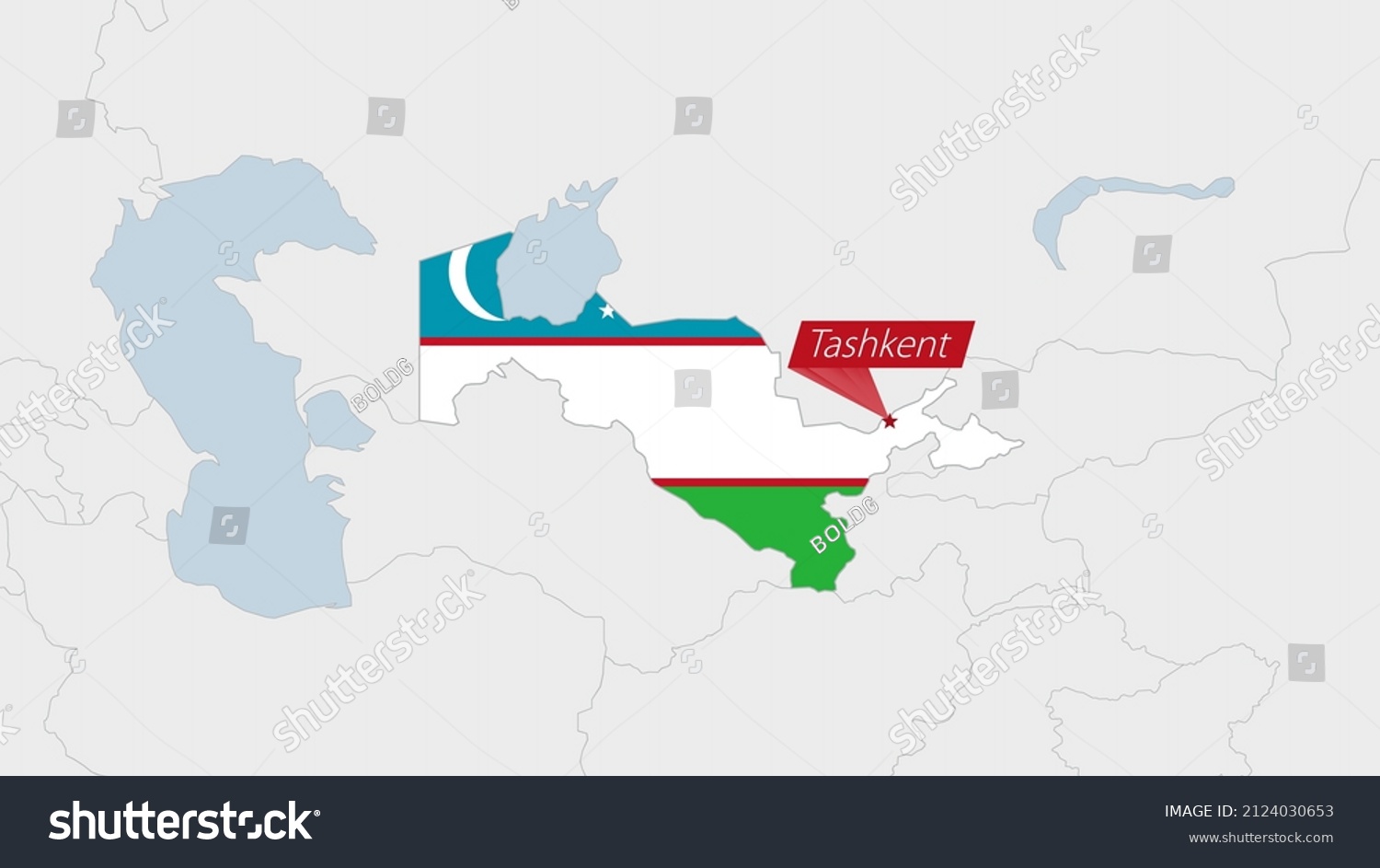 Uzbekistan Map Highlighted Uzbekistan Flag Colors Stock Vector Royalty   Stock Vector Uzbekistan Map Highlighted In Uzbekistan Flag Colors And Pin Of Country Capital Tashkent Map With 2124030653 