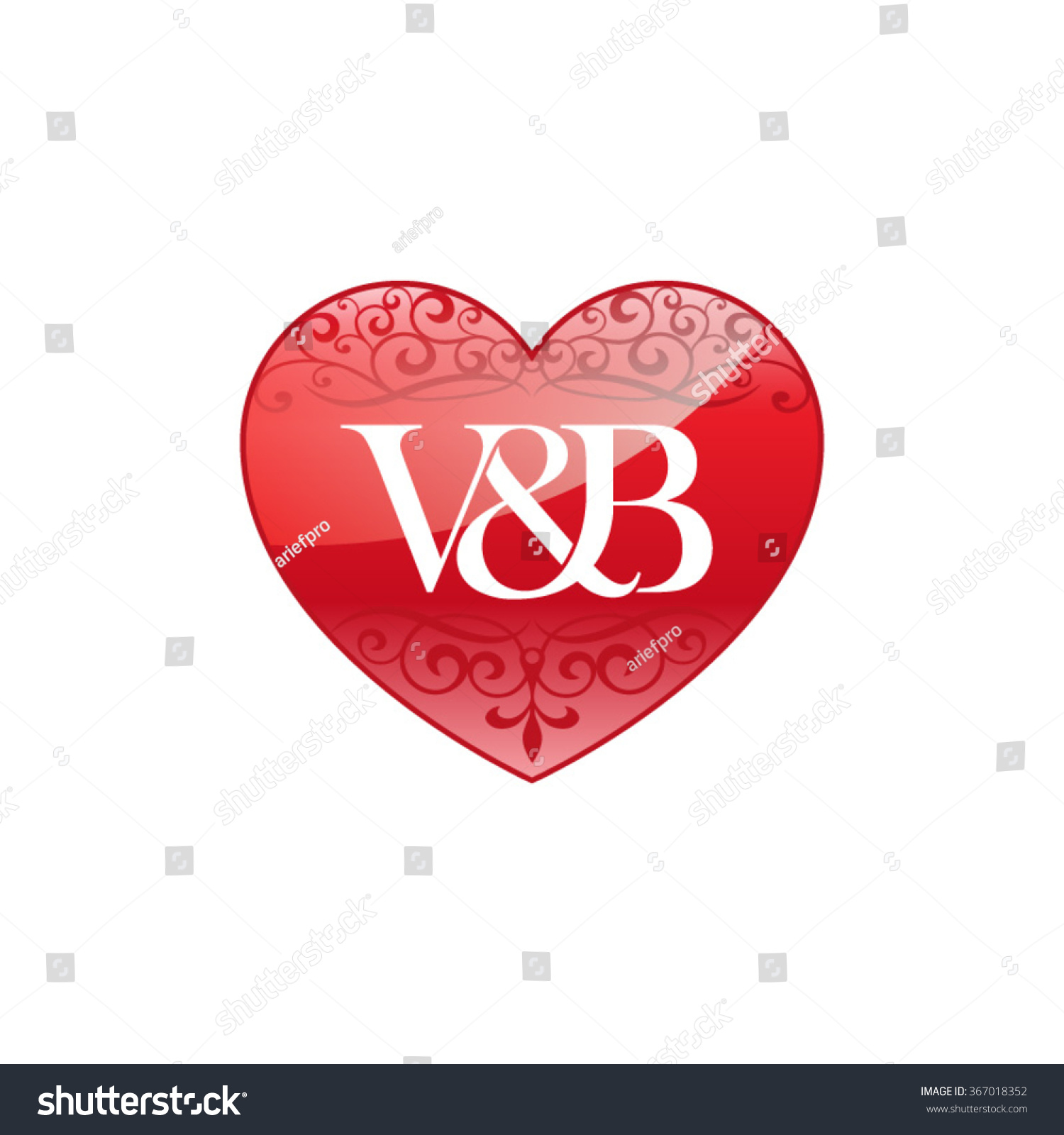 Vb Initial Letter Logo Ornament Heart Stock Vector Royalty Free