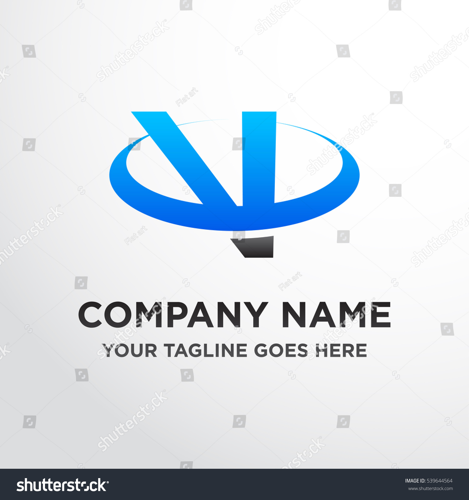 V Blue Company Name Logo Stock Vector Royalty Free