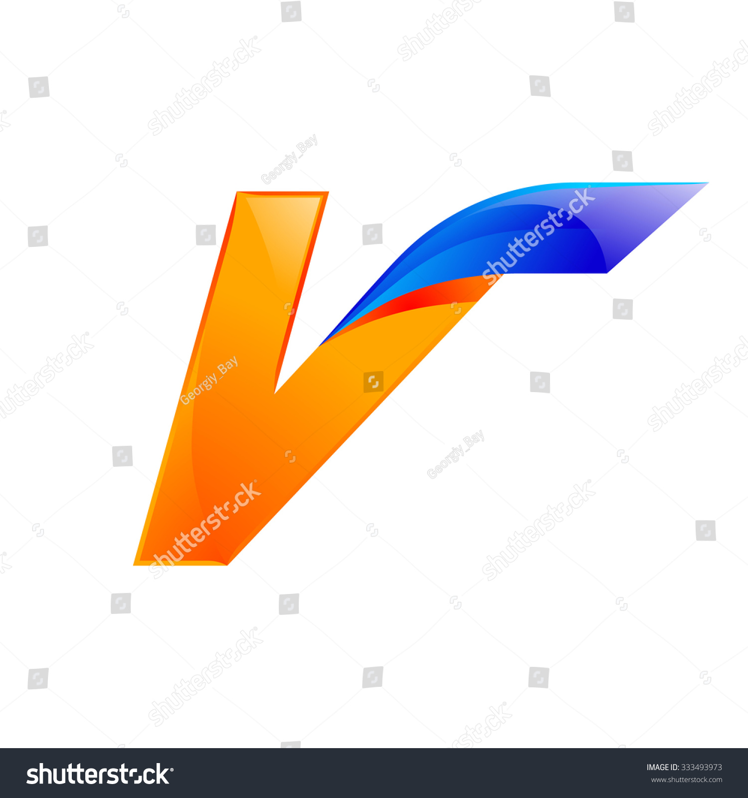V Letter Blue Orange Logo Design Stock Vector Royalty Free
