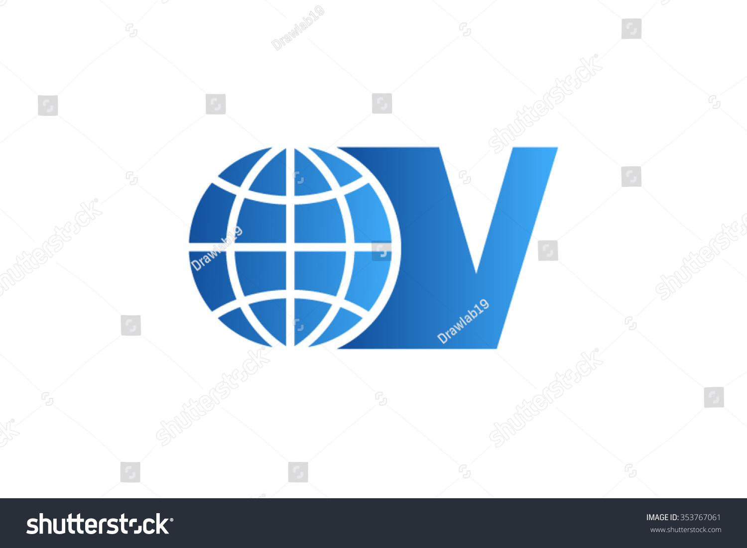 V Letter Logo World Globe Logo Stock Vector Royalty Free