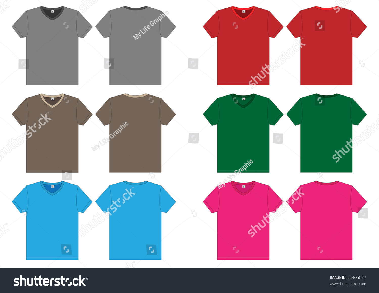 V-Neck T-Shirt. Vector Template - 74405092 : Shutterstock