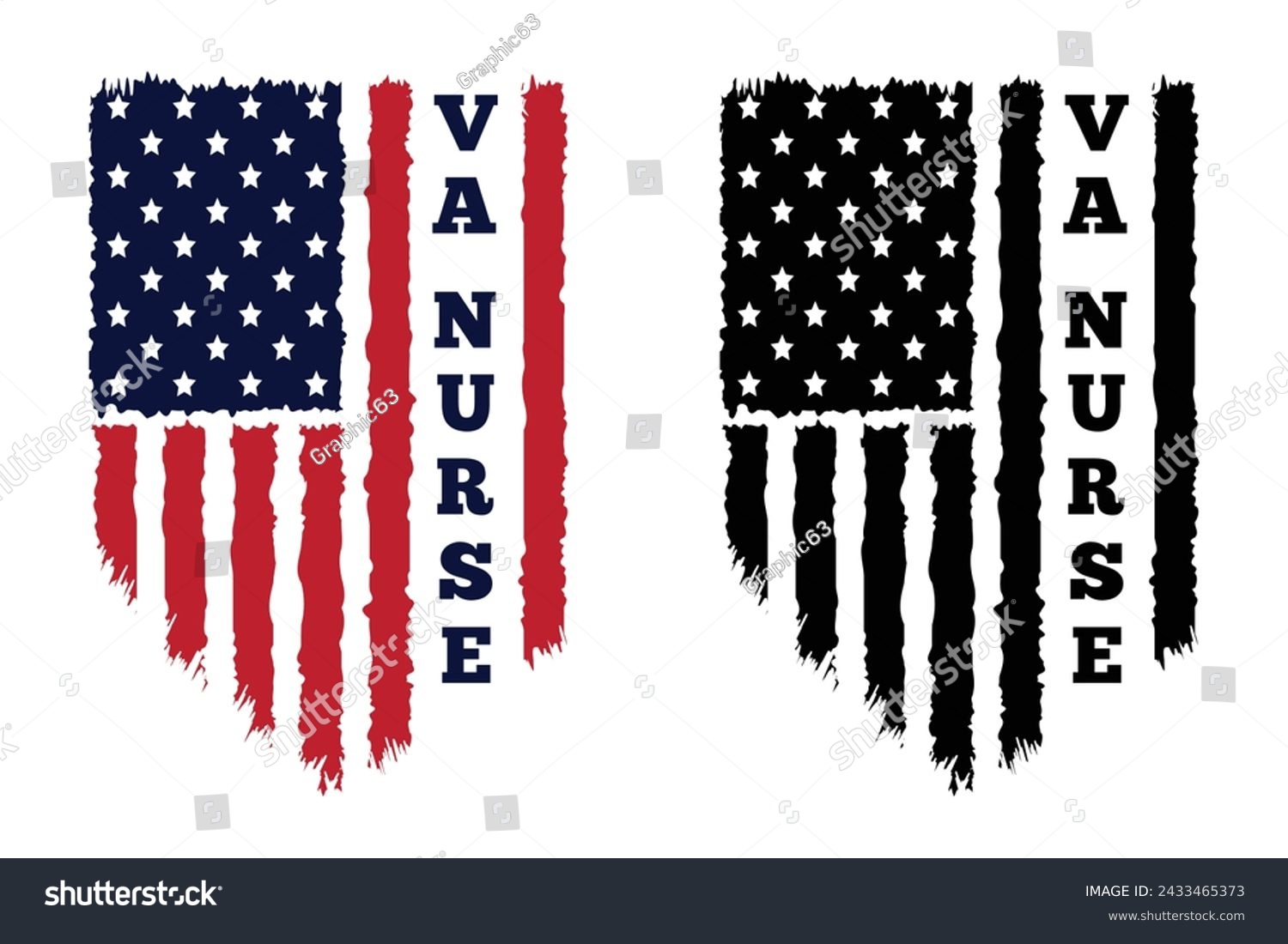 SVG of Va Nurse Typography Vector. Nurse Distressed American Flag Print For t Shirt,Poster,backround,Banner New Design. svg