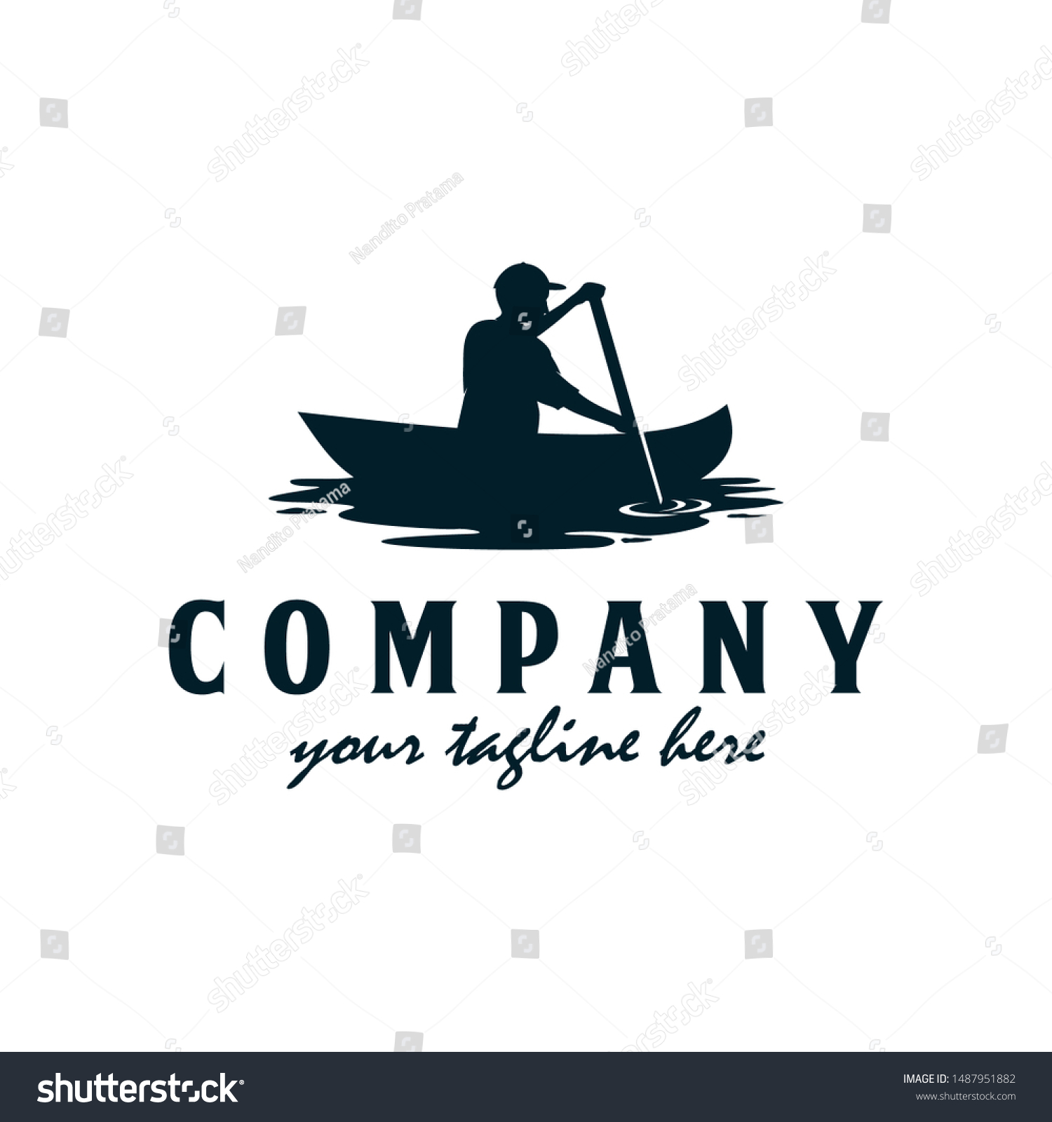Vacation Kayak Canoe Logo Man Rowing Stock Vector (Royalty Free With kayak rental agreement template