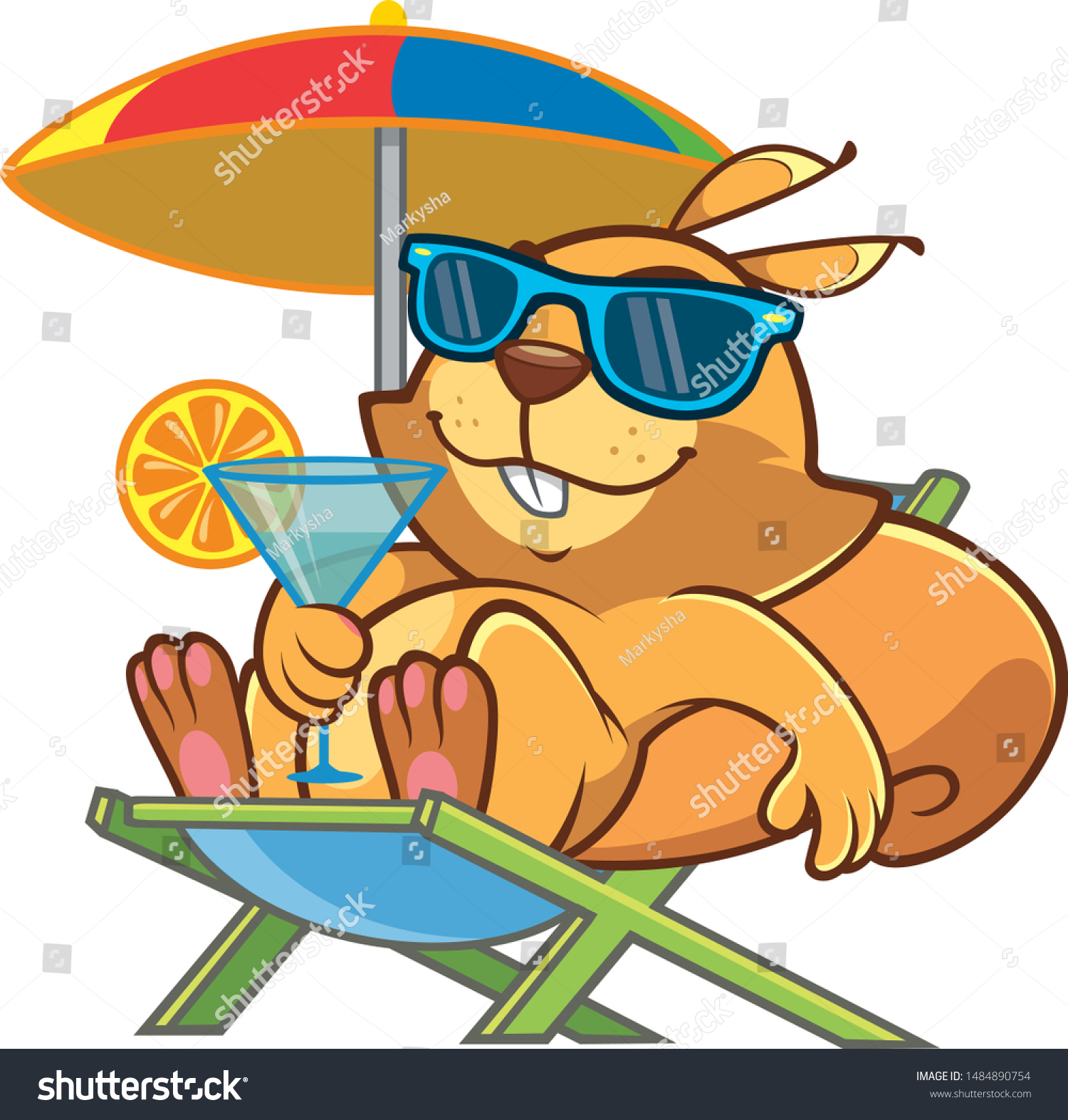 Vacation Time Funny Squirrel Stock Vector Royalty Free 1484890754