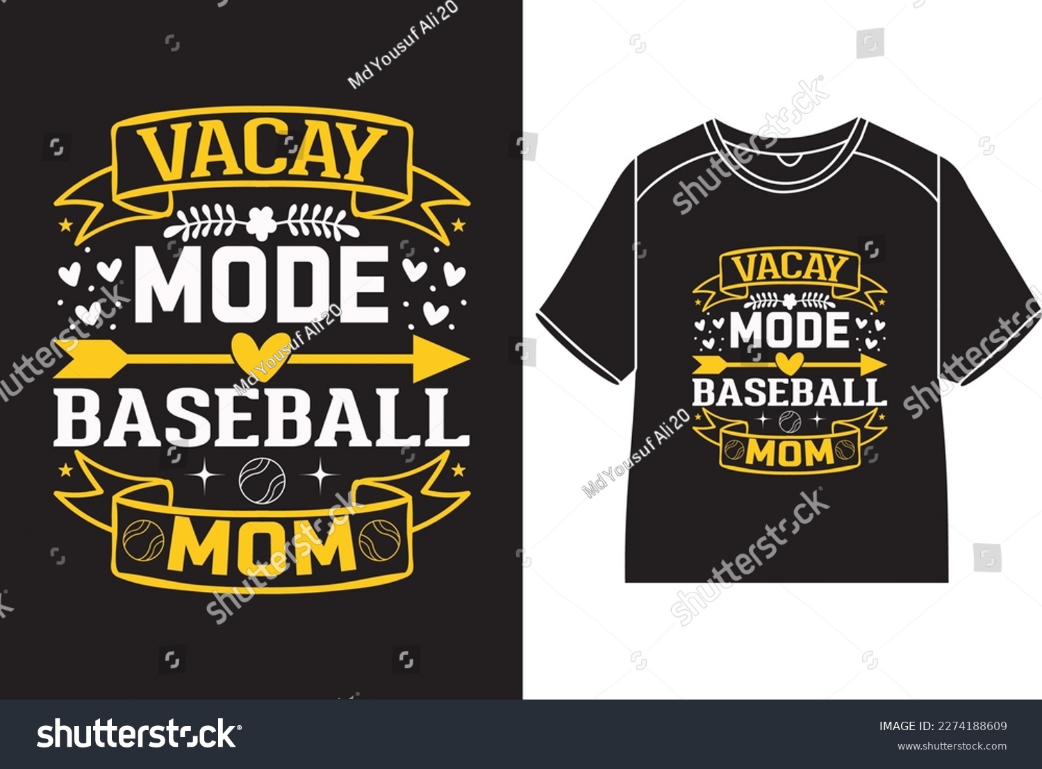 SVG of Vacay mode baseball mom T-Shirt Design svg