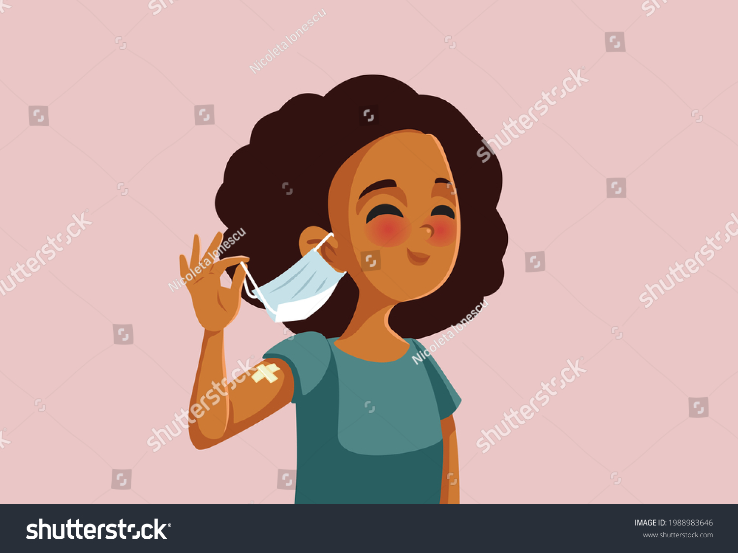 Vaccinated African Girl Taking Her Medical Stock Vector (Royalty Free ...