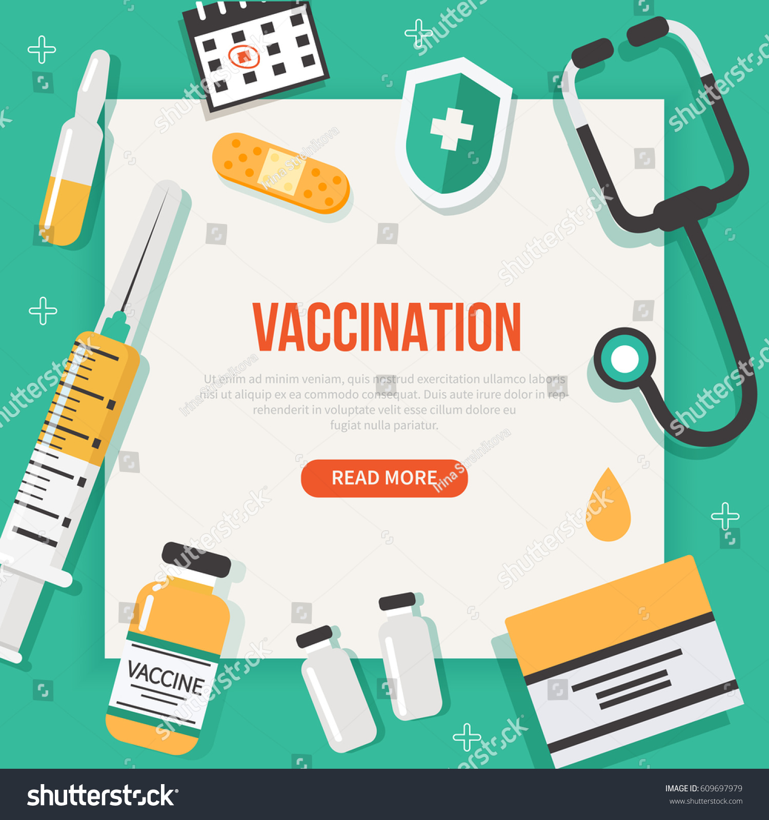 Vaccination Concept Poster Text Place Vector Stock Vector (Royalty Free ...