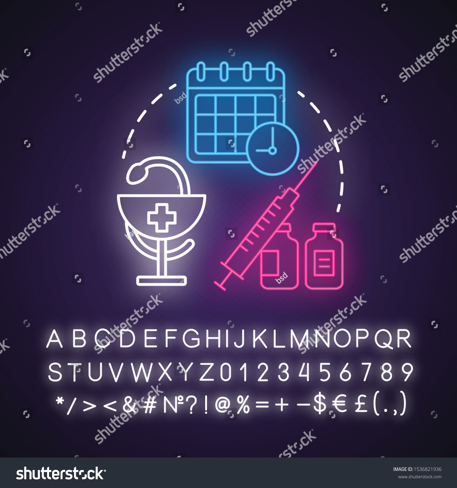 Vaccination Neon Light Concept Icon Safe Stock Vector Royalty Free