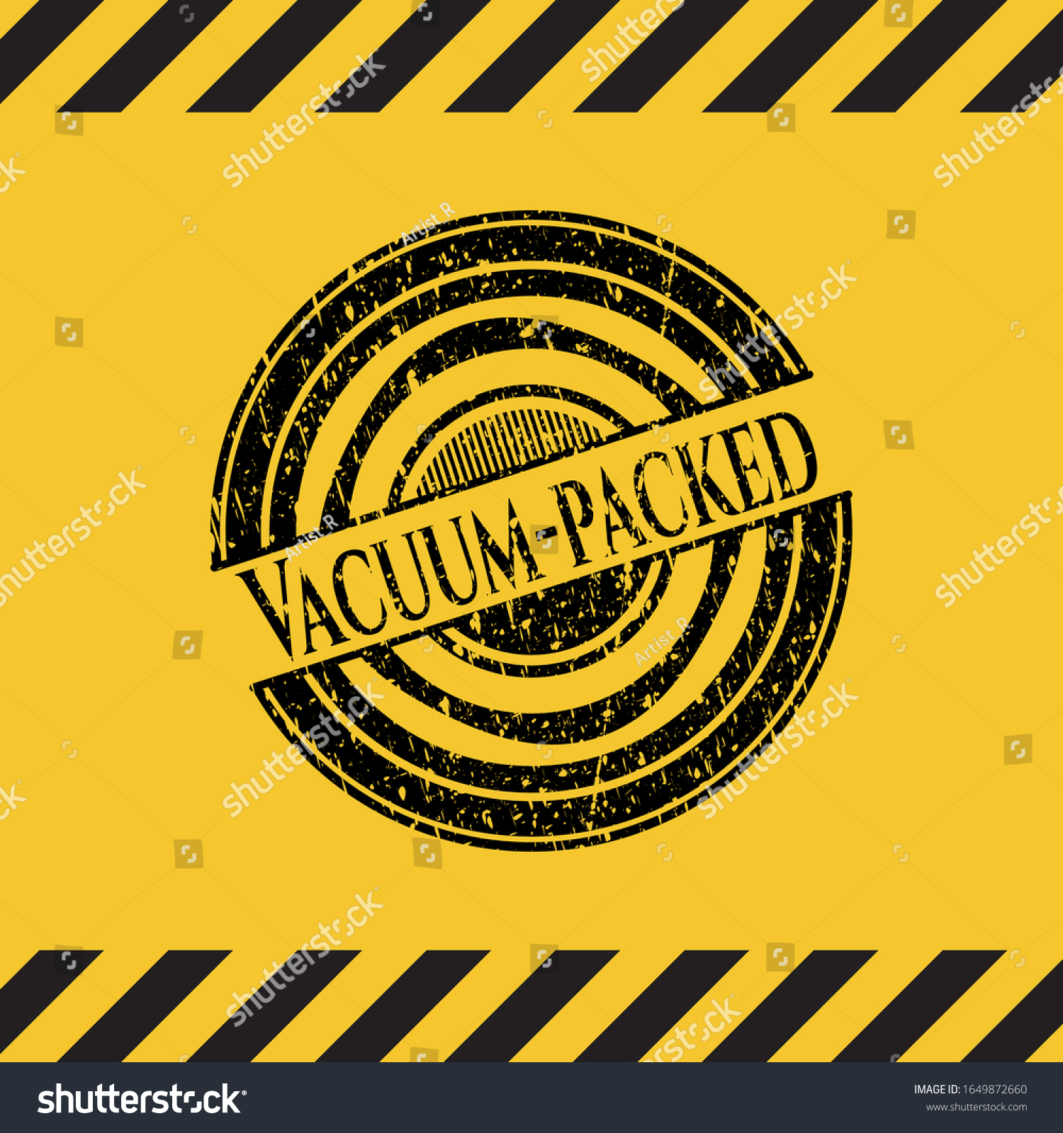Download Vacuumpacked Black Grunge Emblem Yellow Warning Stock Vector Royalty Free 1649872660 Yellowimages Mockups