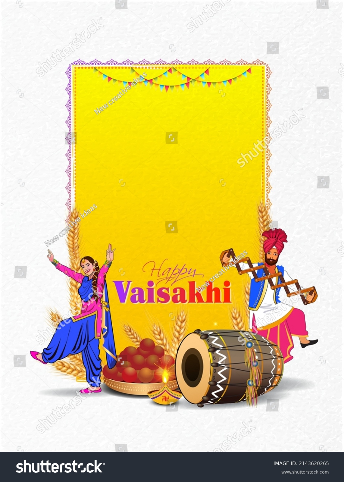 Vaisakhi Baisakhi Festival Background Creative Poster Stock Vector ...