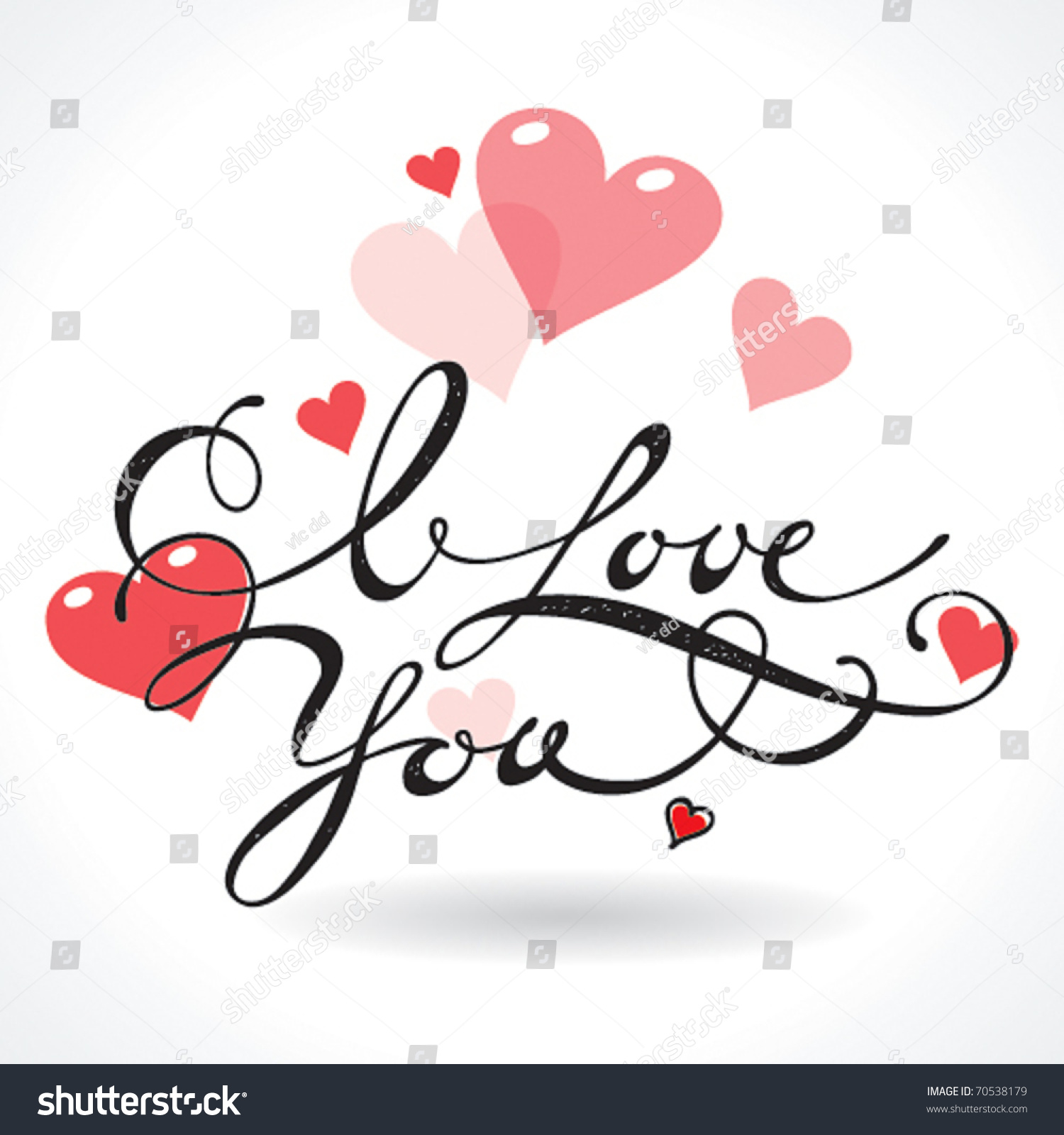 Valentine Card Lettering Love You Vector Stock Vector 70538179 ...