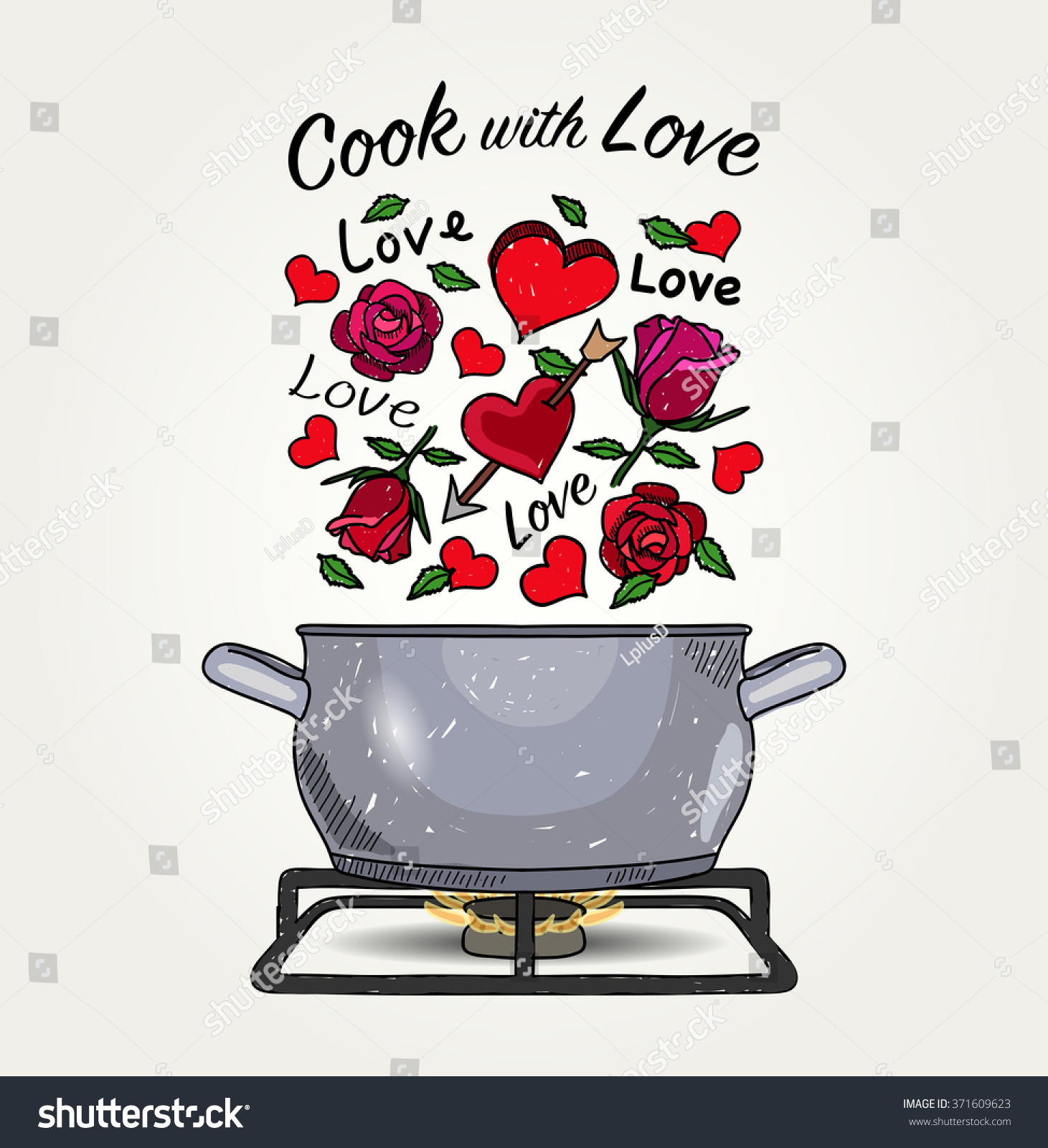 Valentine Dinner Cook Love Stock Vector Royalty Free 371609623