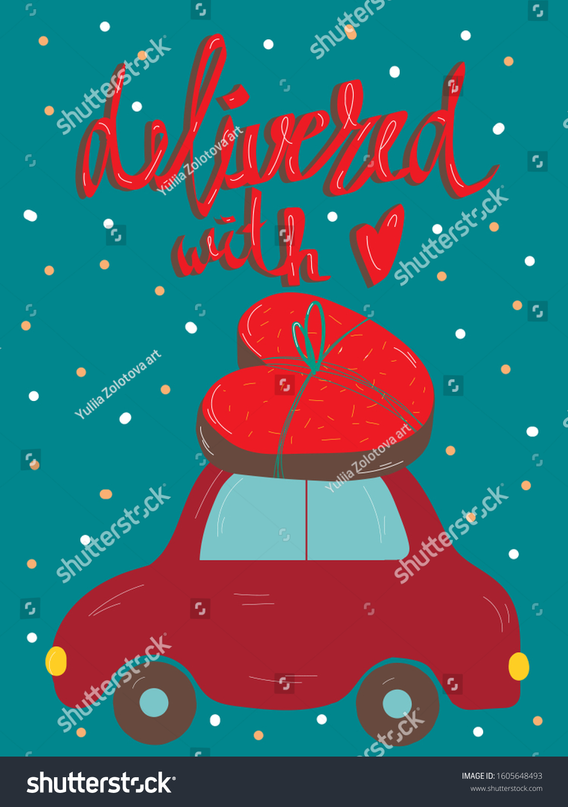 Valentine Greeting Card Poster Cute Hand Stock Vector Royalty