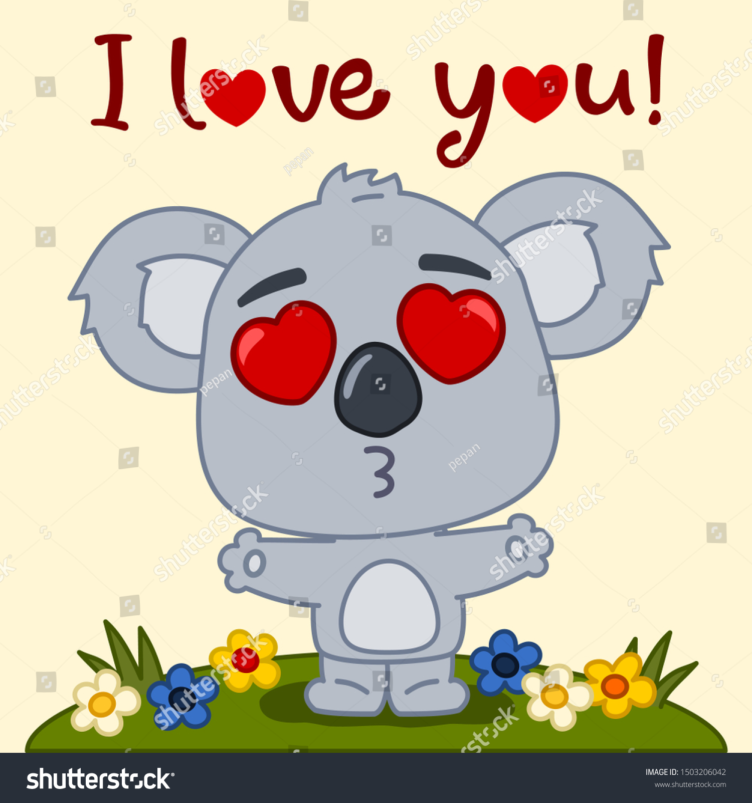 Valentines Card Cute Koala Bear Hearts Stock Vector Royalty Free 1503206042