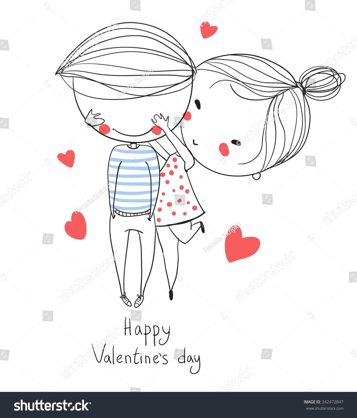 Valentines Day Boy Girl Love Cards Stock Vector Royalty Free 242472847