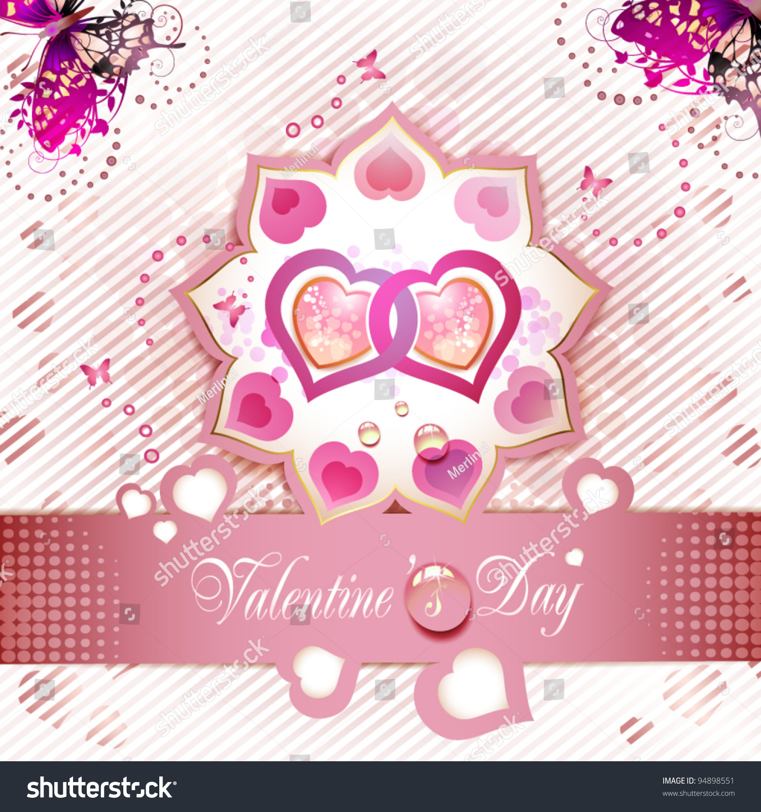 Valentines Day Card Butterflies Stock Vector Royalty Free 94898551