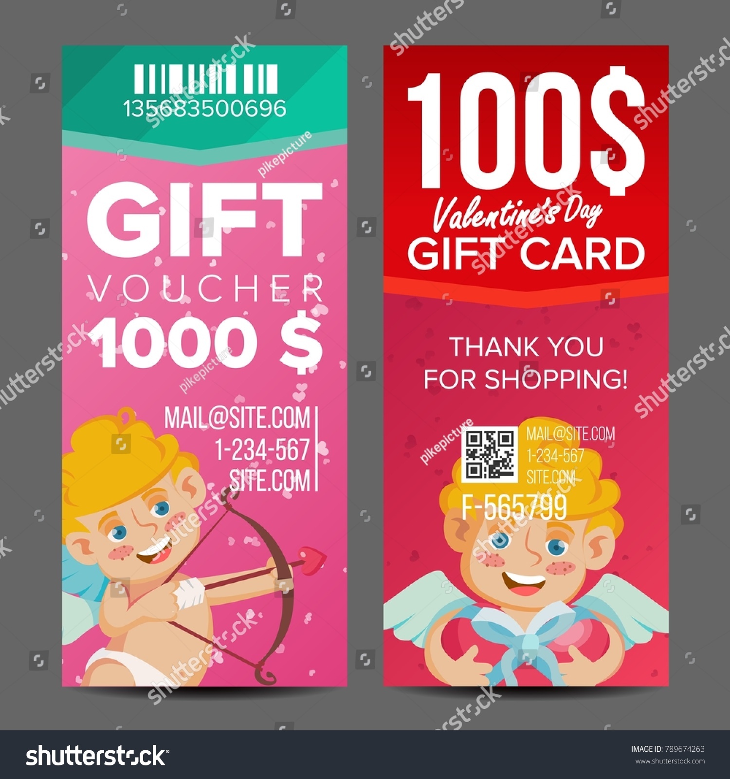 Valentines Day Gift Voucher Vector Vertical Stock Vector Royalty Free 789674263