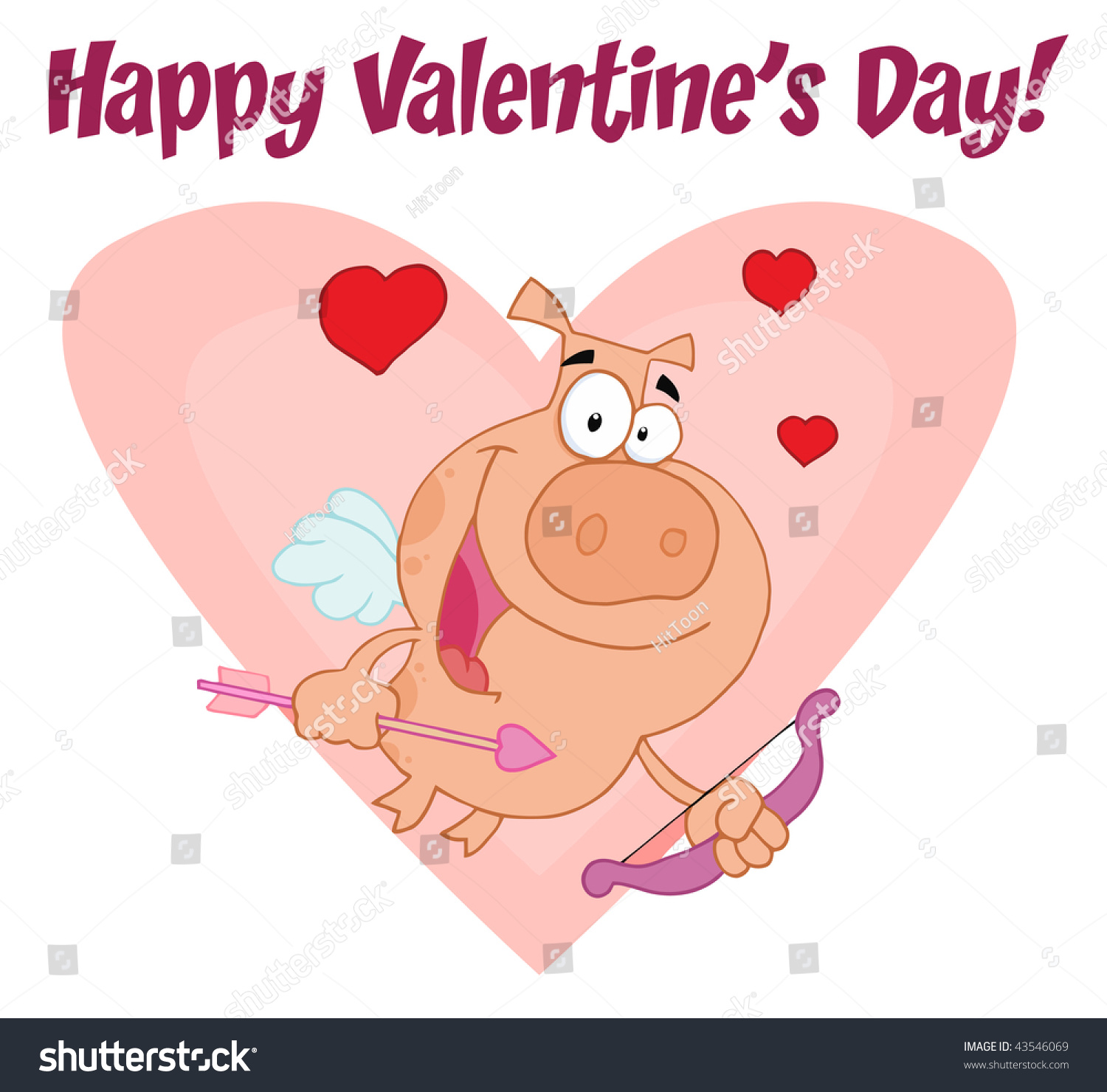 Valentine'S Day Pig Stock Vector Illustration 43546069 : Shutterstock