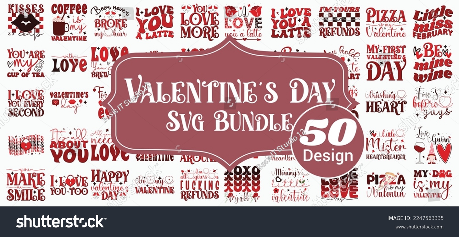 SVG of Valentine’s Day Svg Bundle, Retro Valentine's Day Quotes svg Bundle. Quotes about Retro Valentine's Day , Retro Valentine's Day cut files Bundle of 14 svg eps Files for Cutting Machines Cameo Cricut, svg