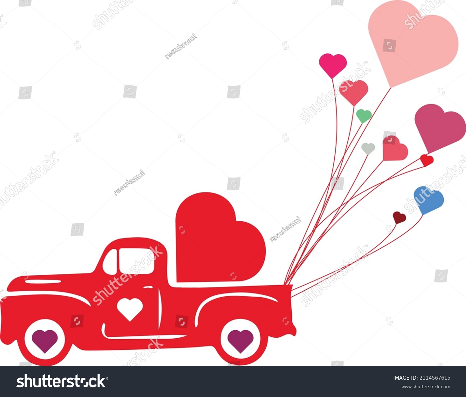 SVG of Valentine's Day Truck Vintage Truck  Love Heart Balloon svg