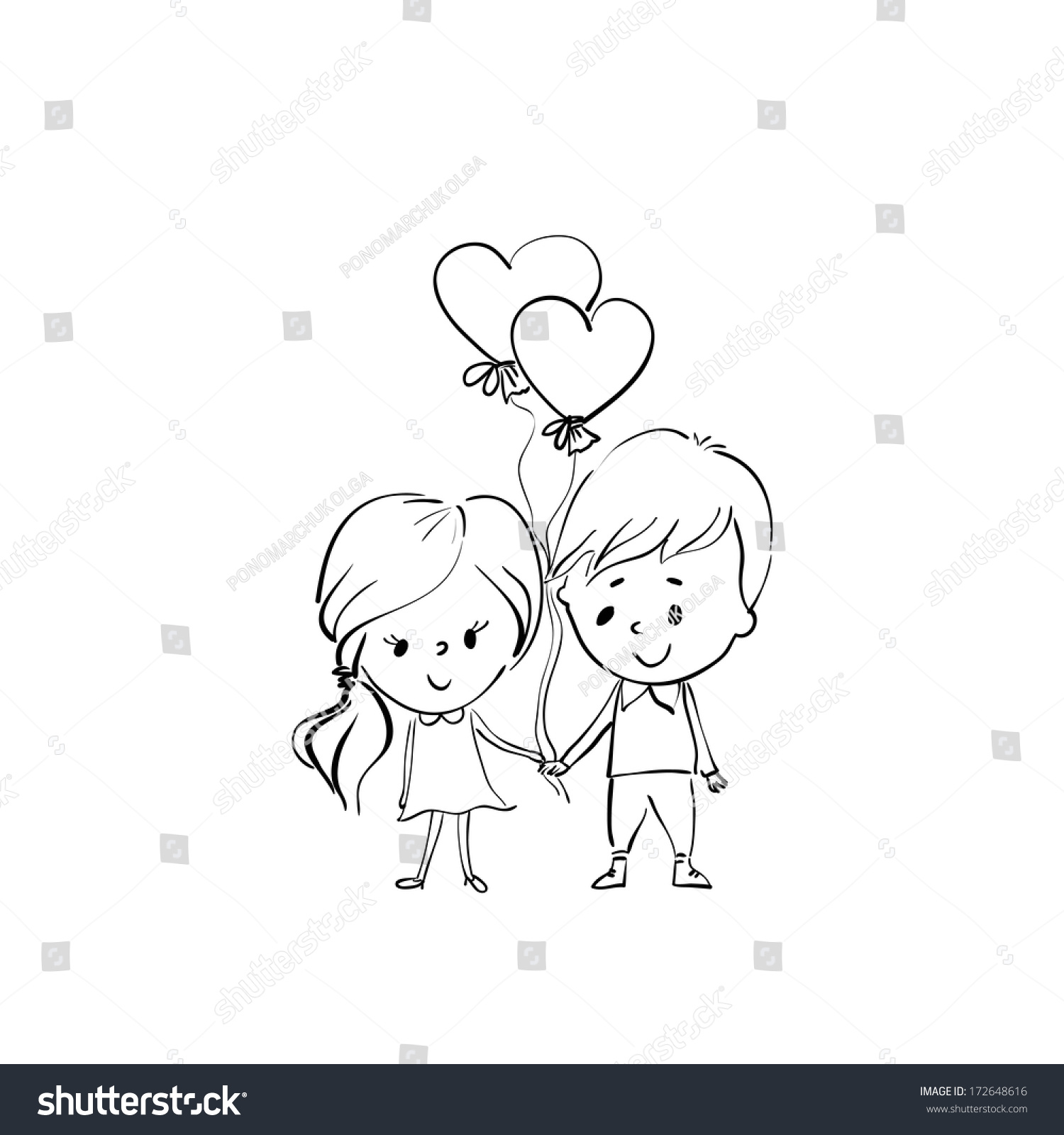 Valentines Day Two People Love Holding Stock Vector Royalty Free