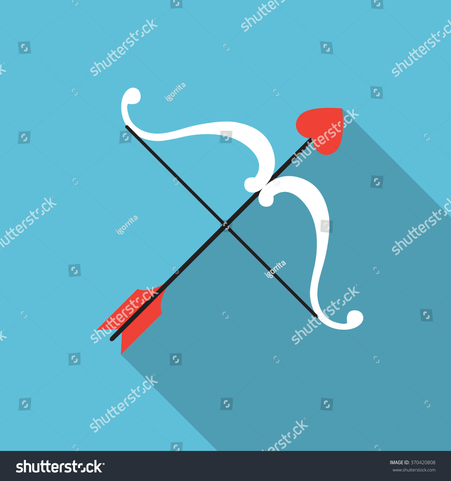 SVG of Valentine's day vector flat icon of a cupid bow and an arrow with a heart svg