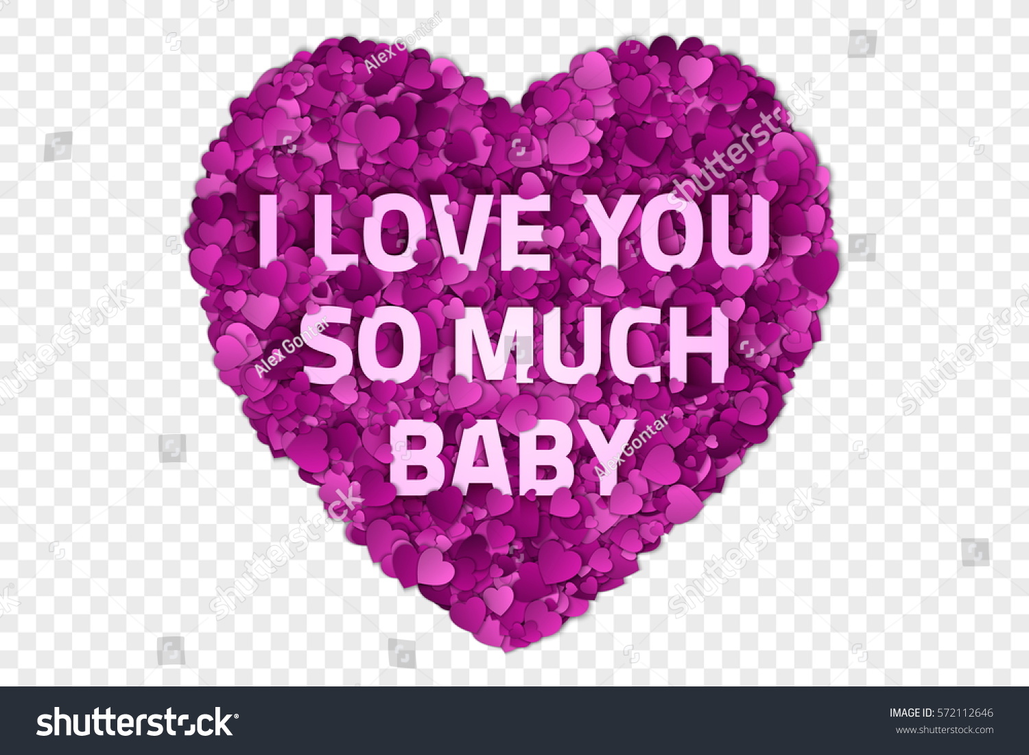 Valentine S Day Vector Illustration I Love You So Much Baby Abstract Vector 3d Hearts On Transparent