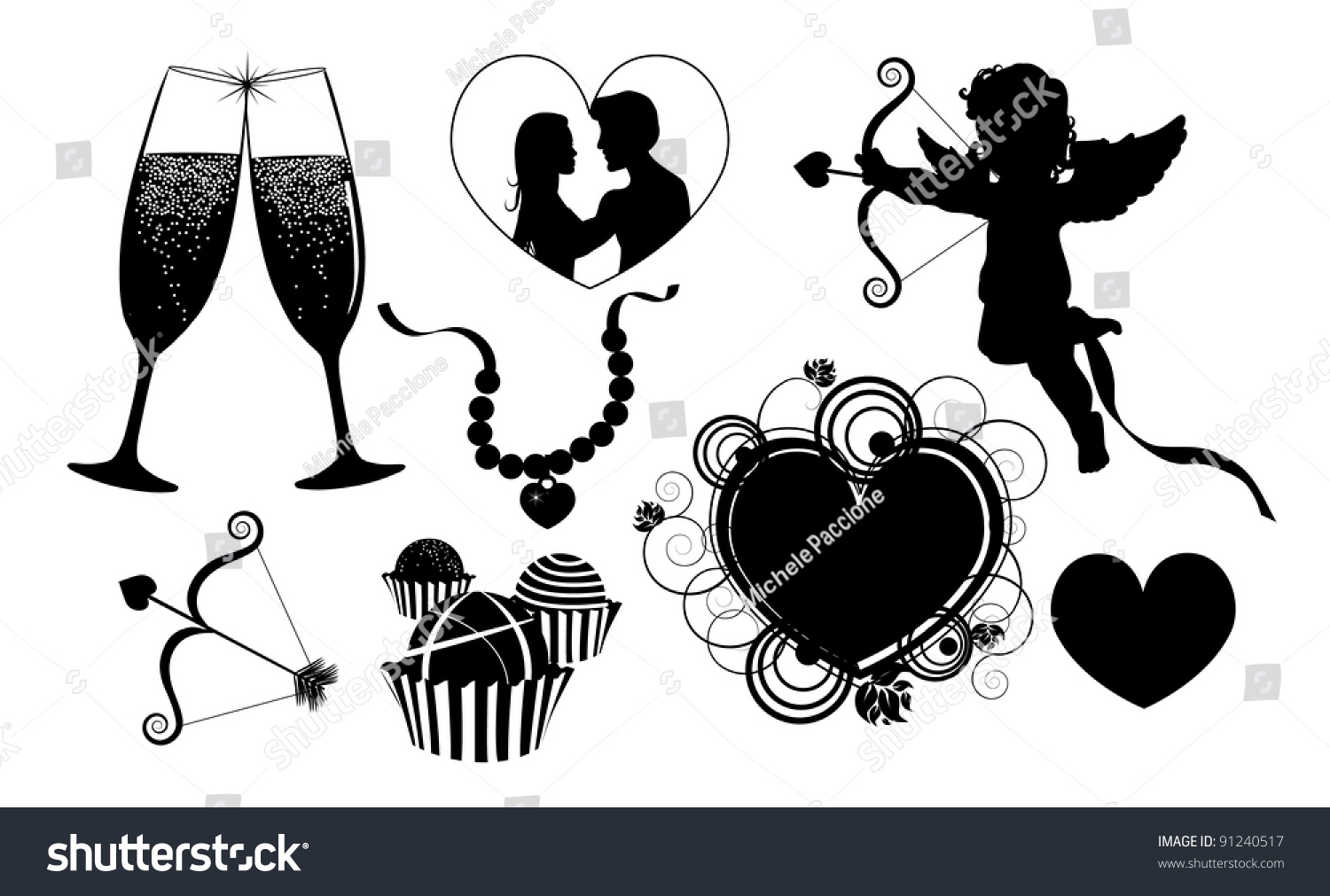 Valentines Silhouettes EPS 8 Vector Grouped Stock Vector (Royalty Free ...