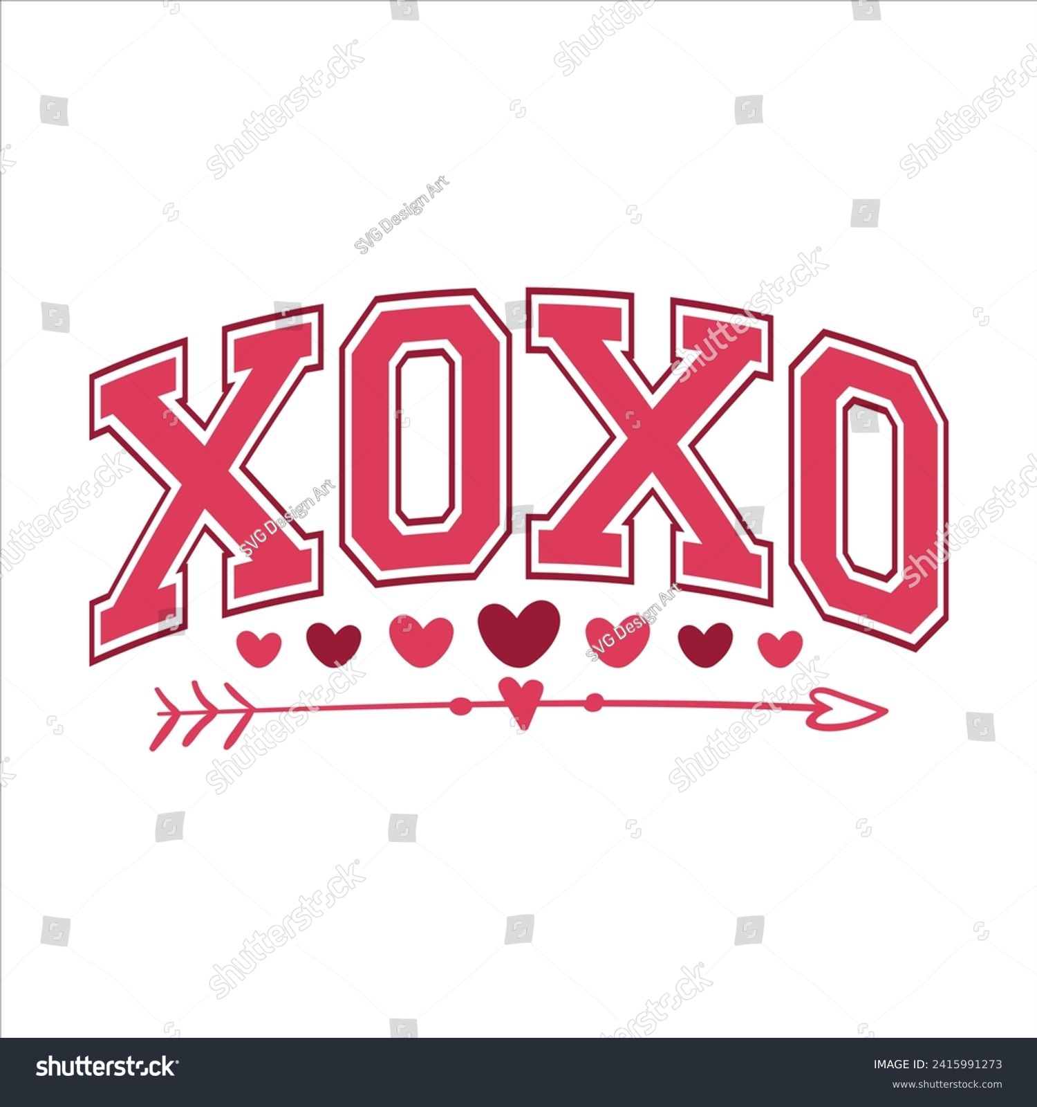 SVG of Valentine Xoxo EPS Varsity Design svg