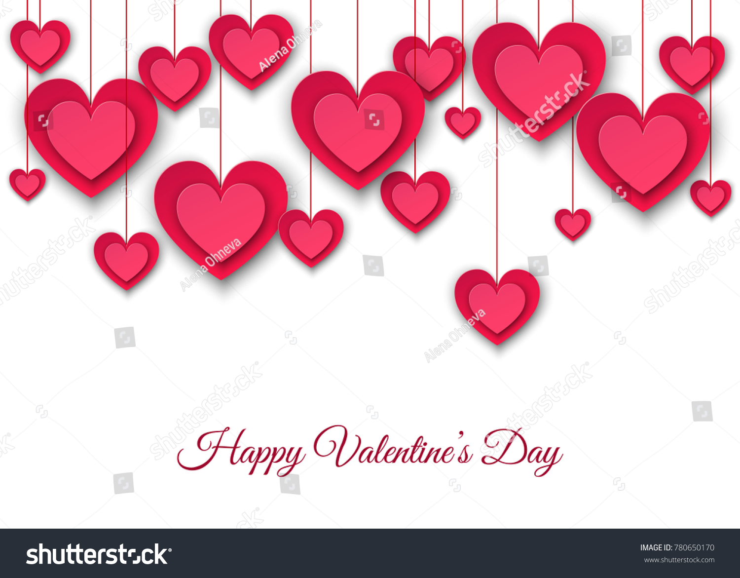 Valentines Day Background Hanging Pink Cut Stock Vector Valentines Day Background Hanging Pink Cut Stock Vector