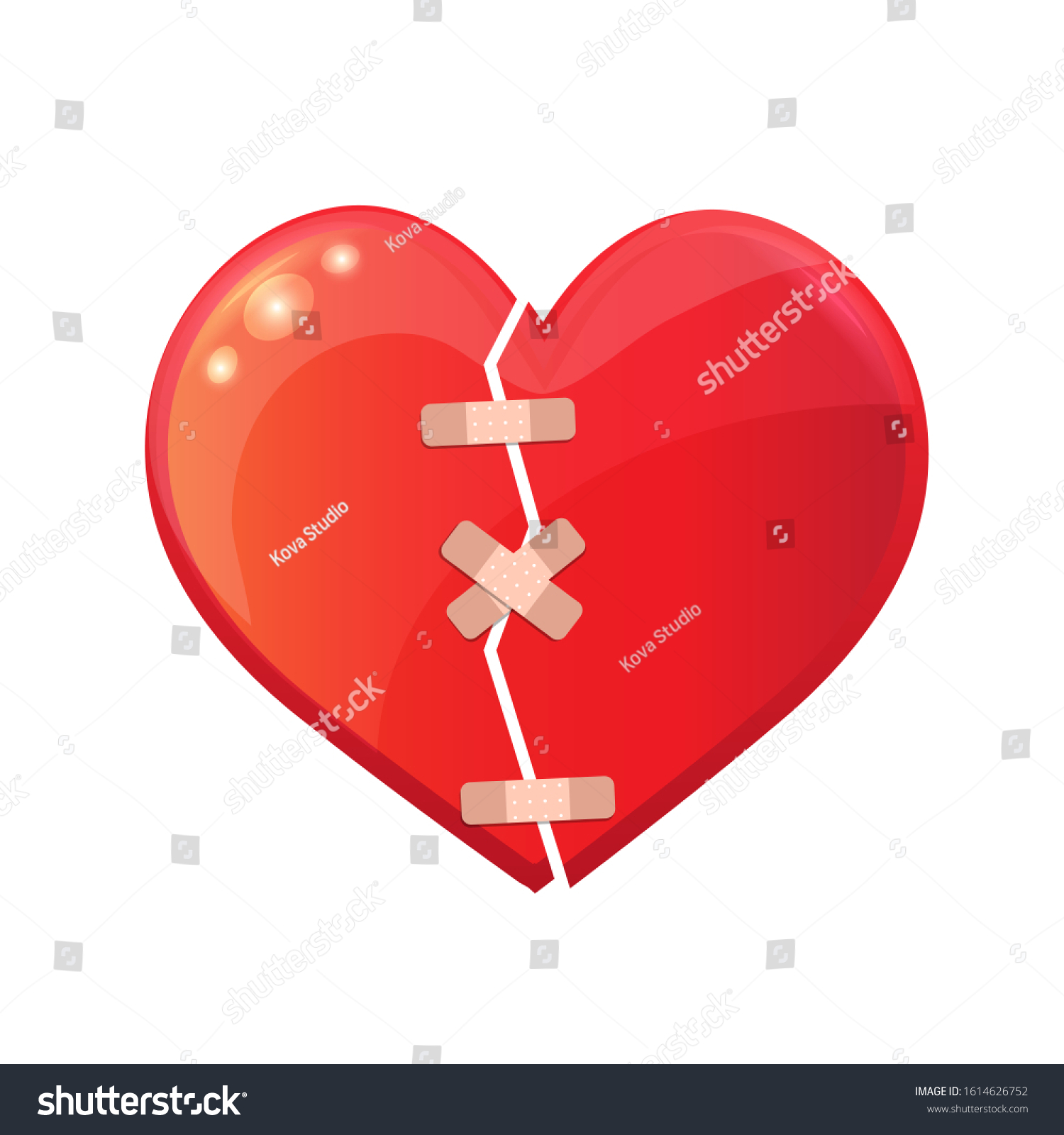Valentines Day Card Big Red Heart Stock Vector Royalty Free 1614626752