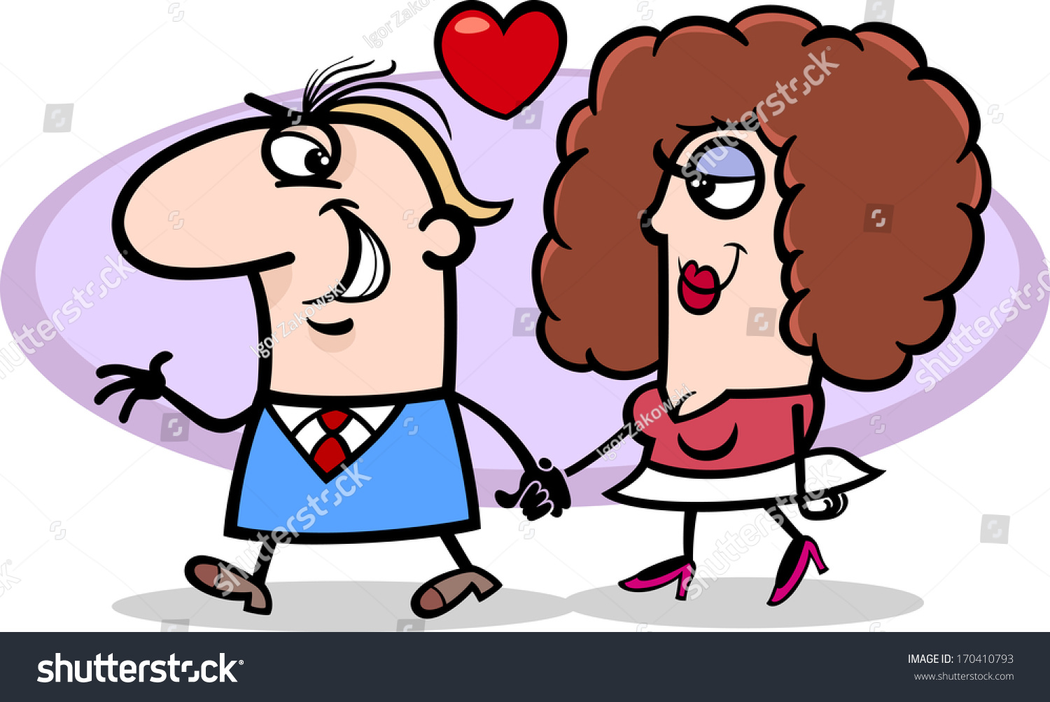 Valentines Day Cartoon Illustration Funny Couple Stock Illustration