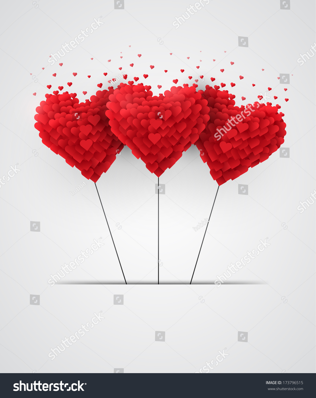 Valentines Day Heart Balloons On White Stock Vector (Royalty Free