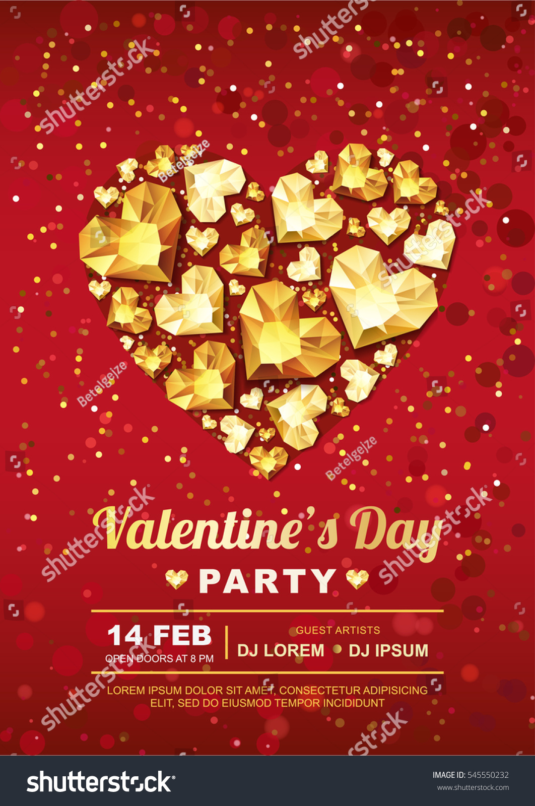 Valentines Day Party Vector Poster Design Stock Vector ...