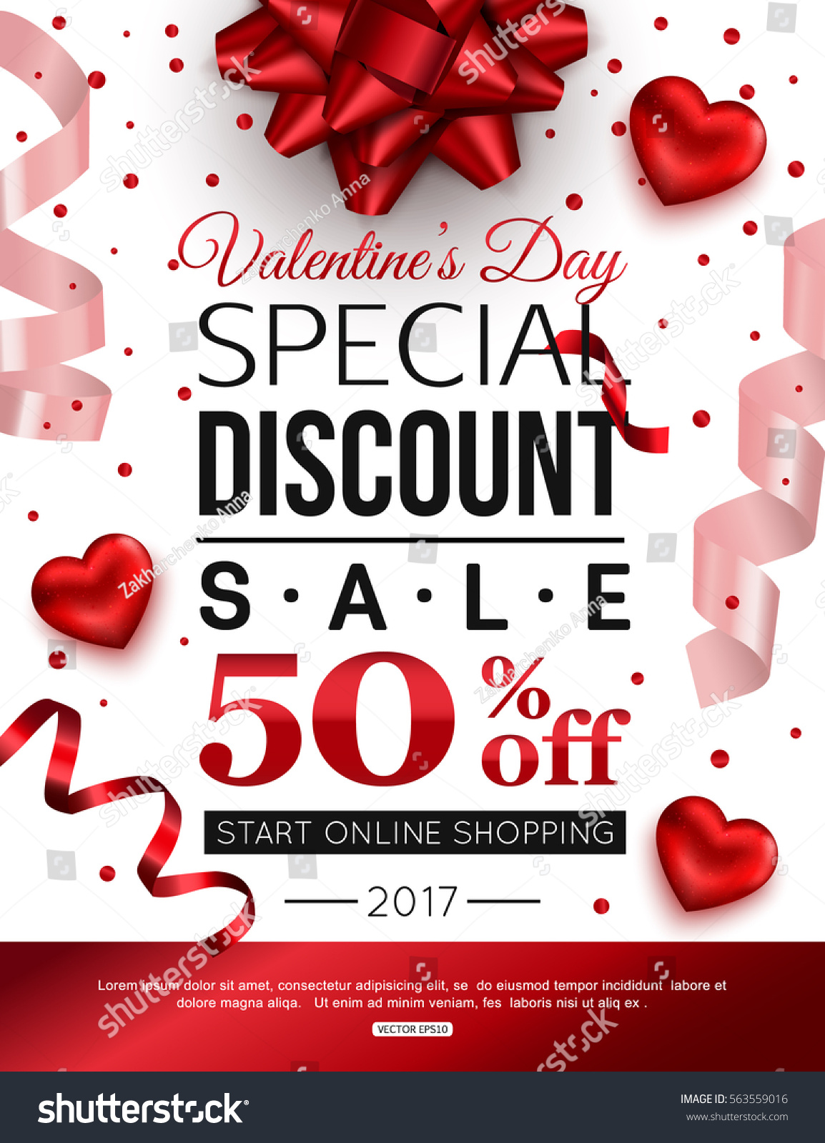 Valentines Day Special Discount Online Shopping Vectores 