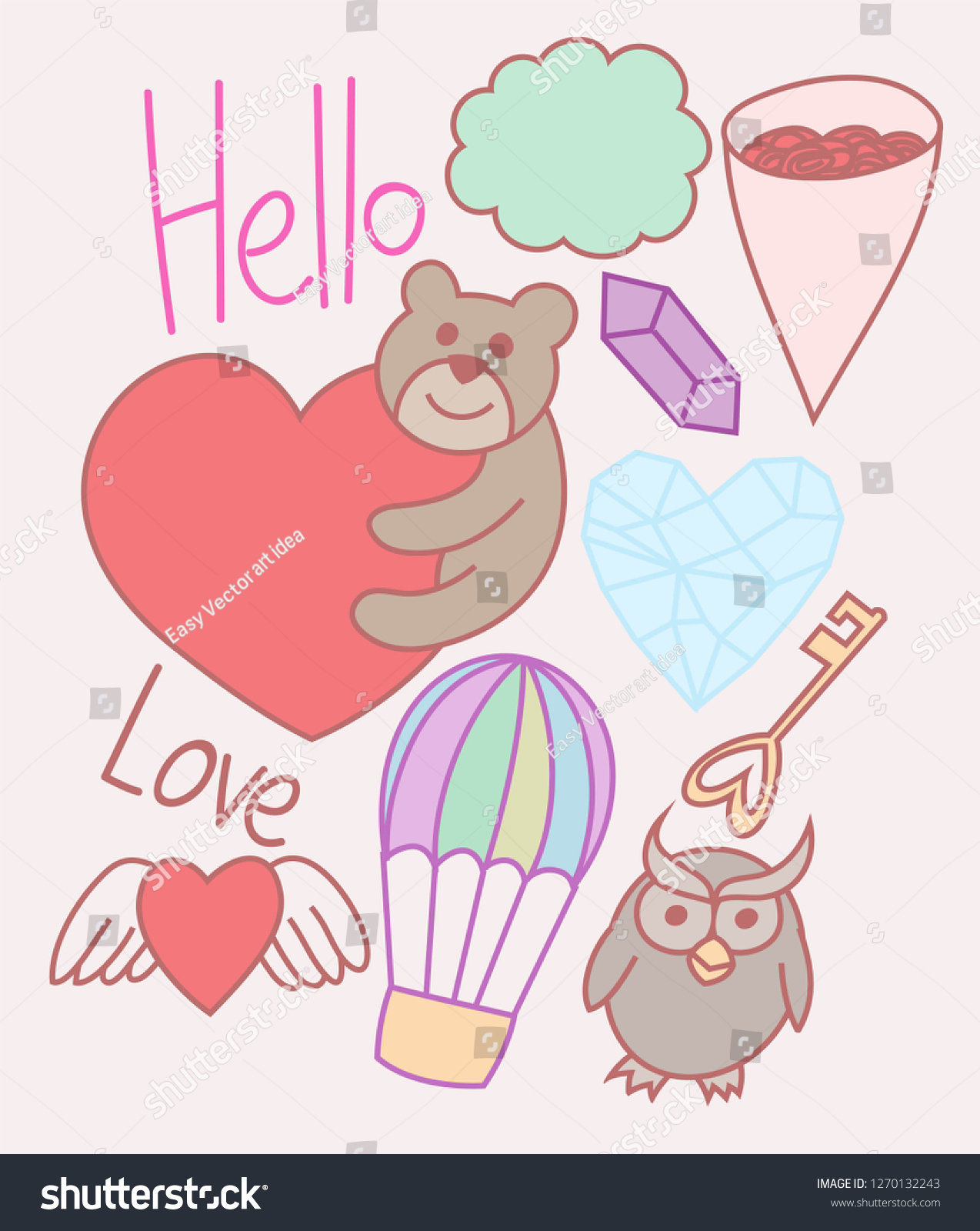 Valentines Day Teddy Bear Hug Doodle Stock Vector Royalty Free