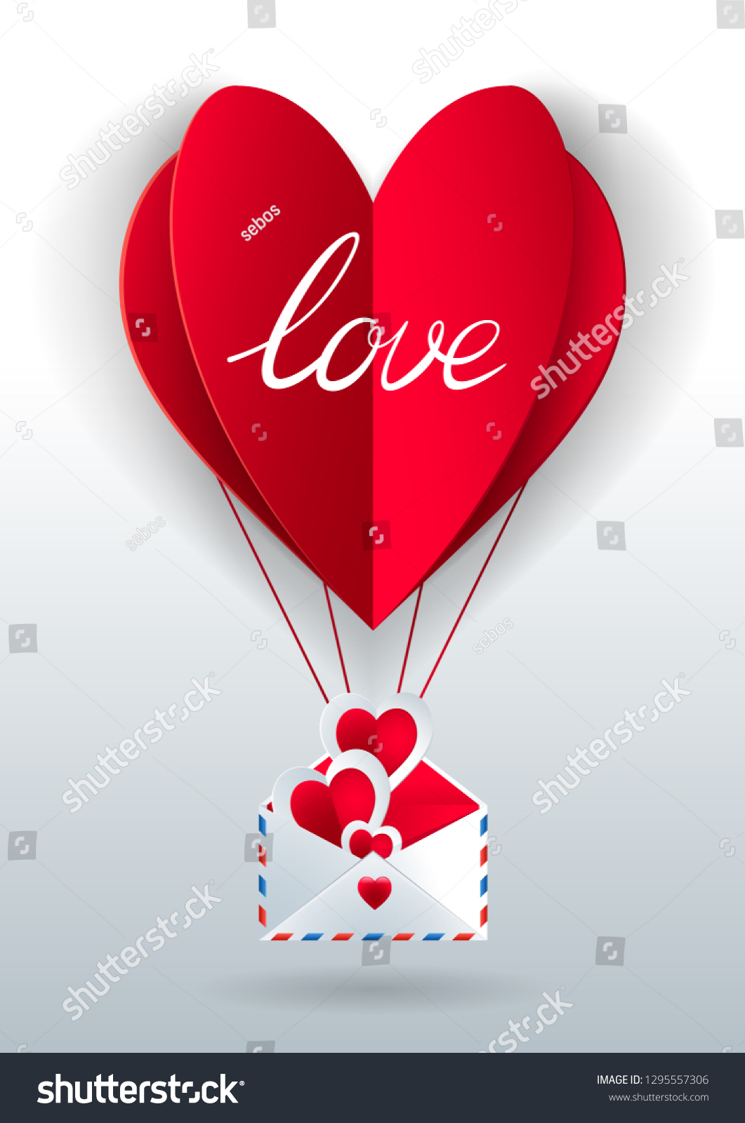 Valentines Day Vector Background Cut Paper Stock Vector