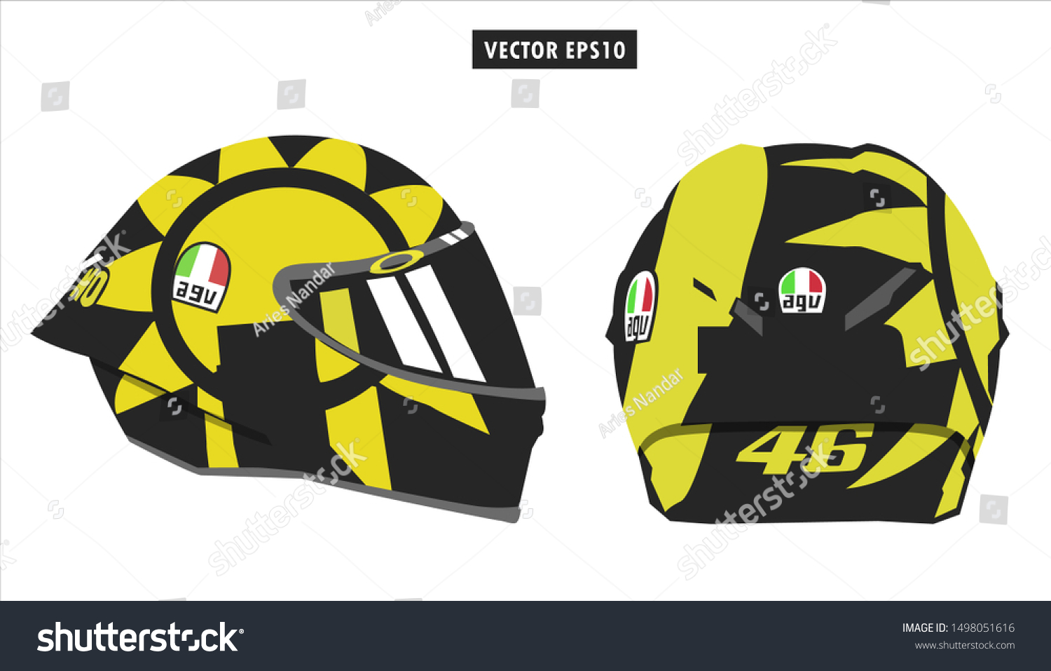 Valentino Rossi Helmet Motogp Vector Illustration Stock Vector Royalty Free