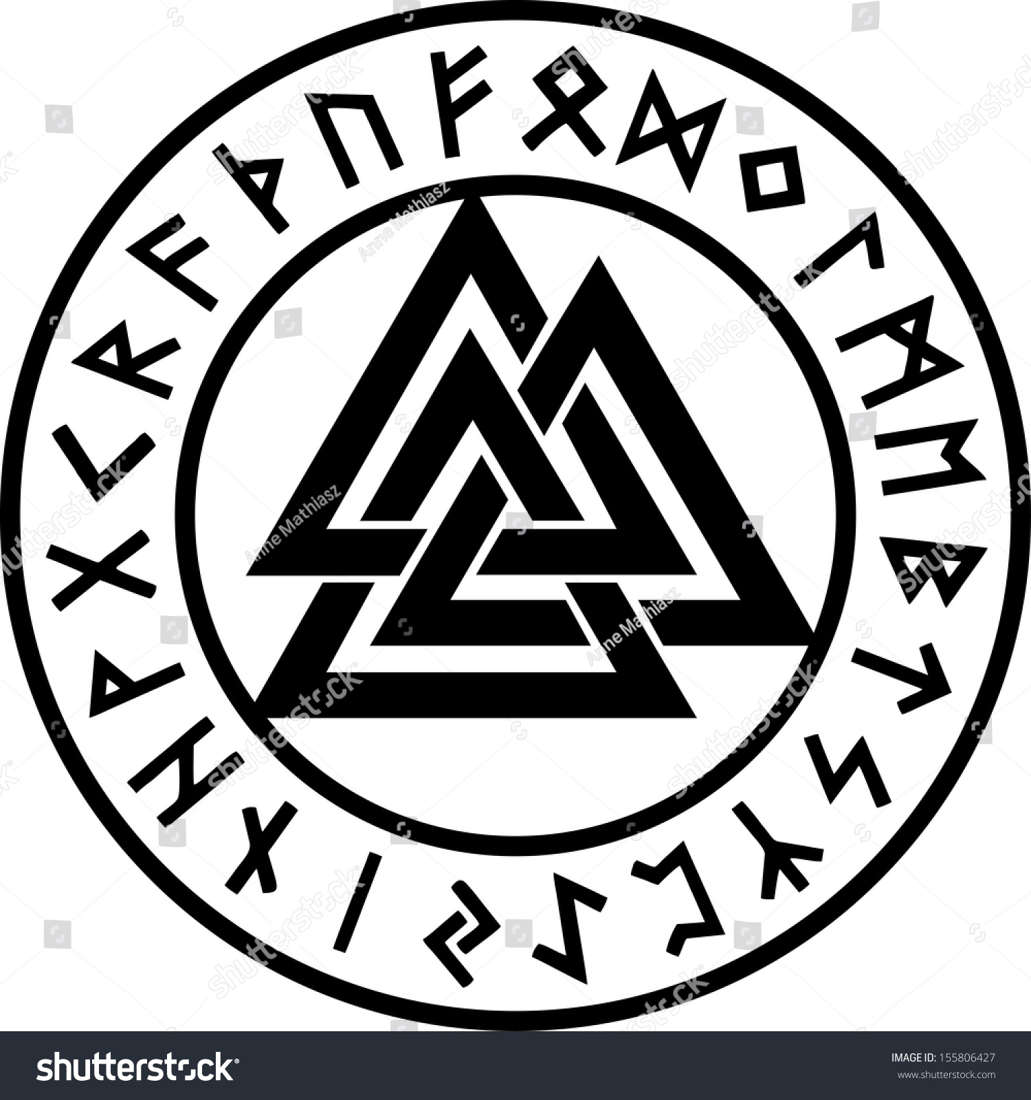 Valknut, Rune Circle, Odin Symbol, Trinity Stock Vector 155806427 ...