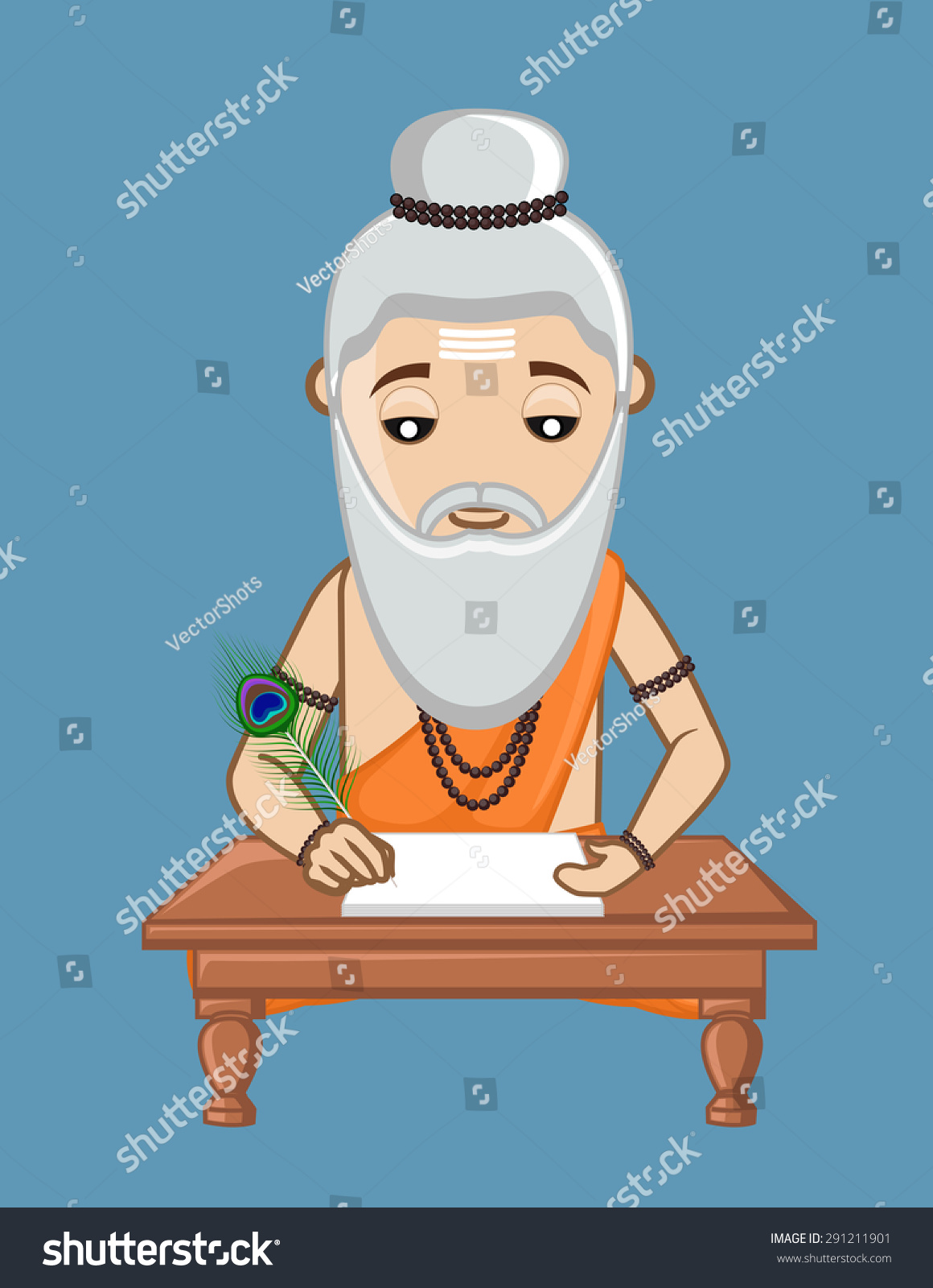 Valmiki Old Indian Saint Writer Stock Vector 291211901 - Shutterstock