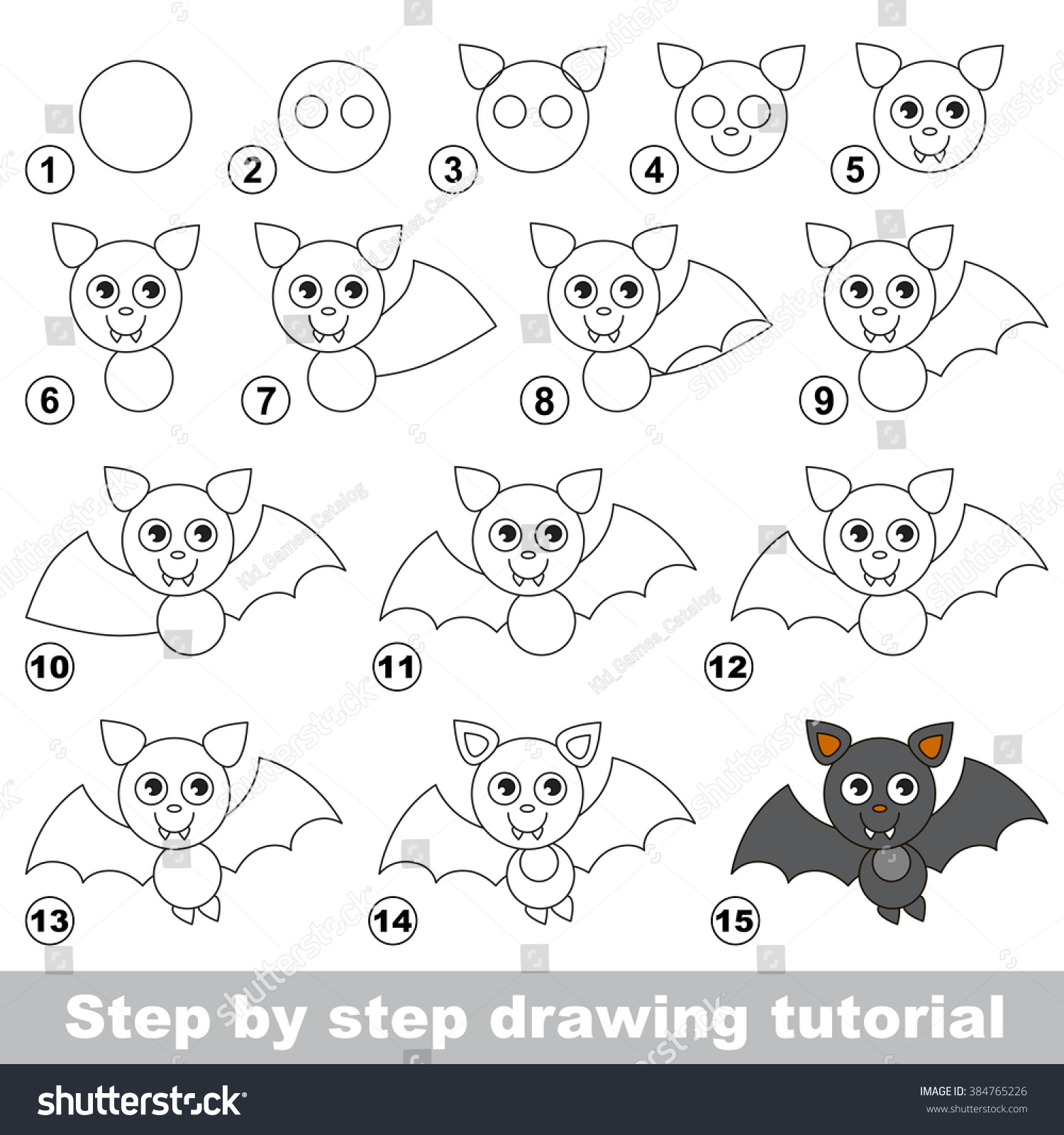 Vampire Bat. Drawing Tutorial. Stock Vector Illustration 384765226 ...