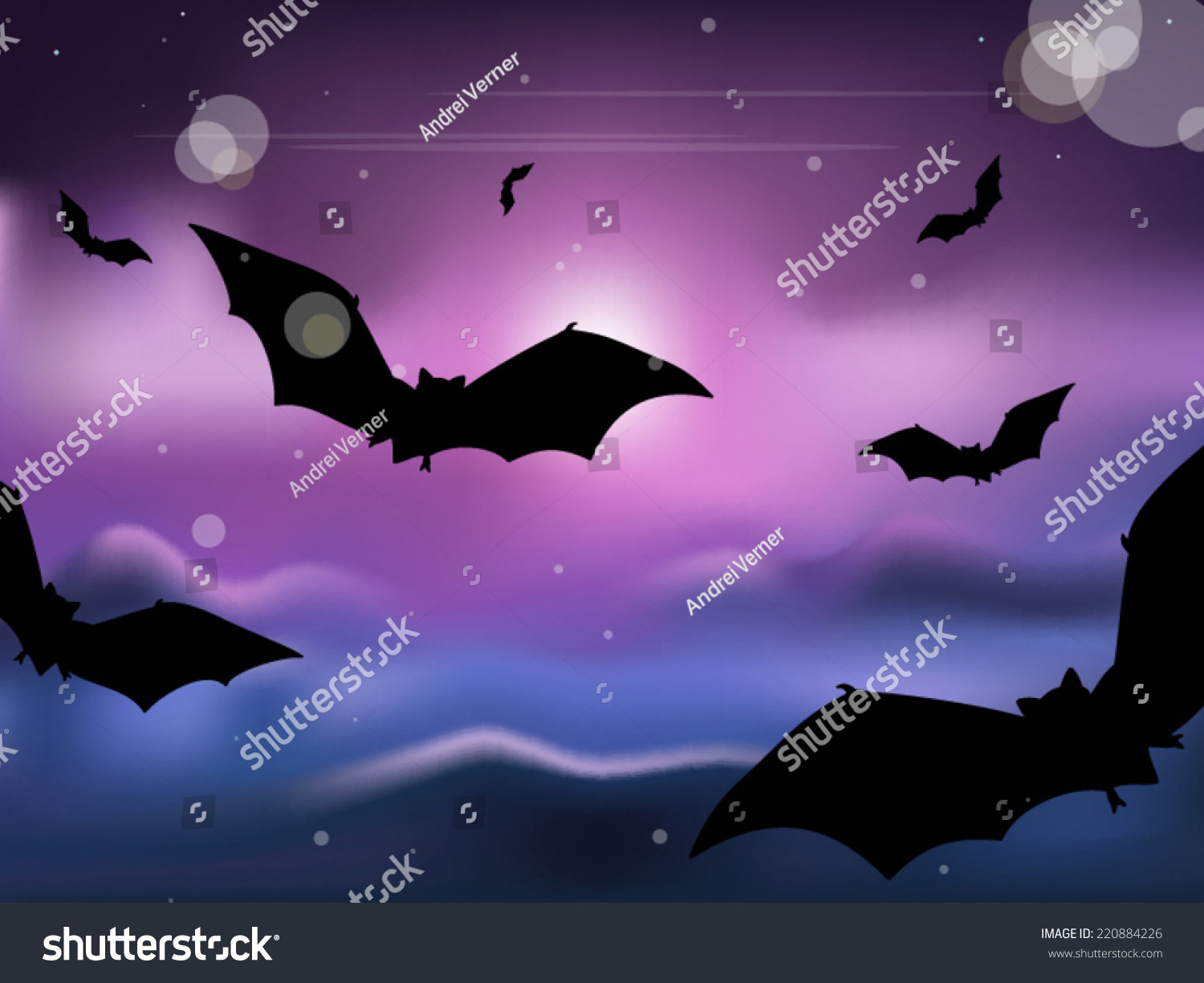 Vampire Bats Flying Silhouettes Over Blurred Stock Vector (Royalty Free ...