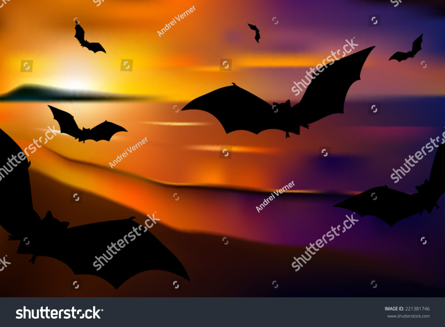 Vampire Bats Flying Silhouettes Over Blurred Stock Vector (Royalty Free ...