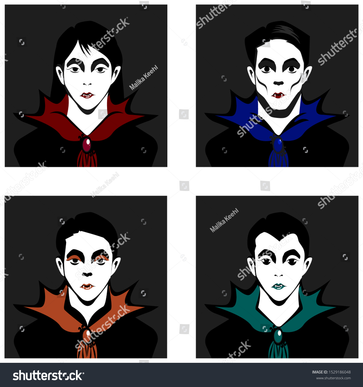 Vampire Family Portrait Vector Flat Illustration Stock Vector (Royalty ...