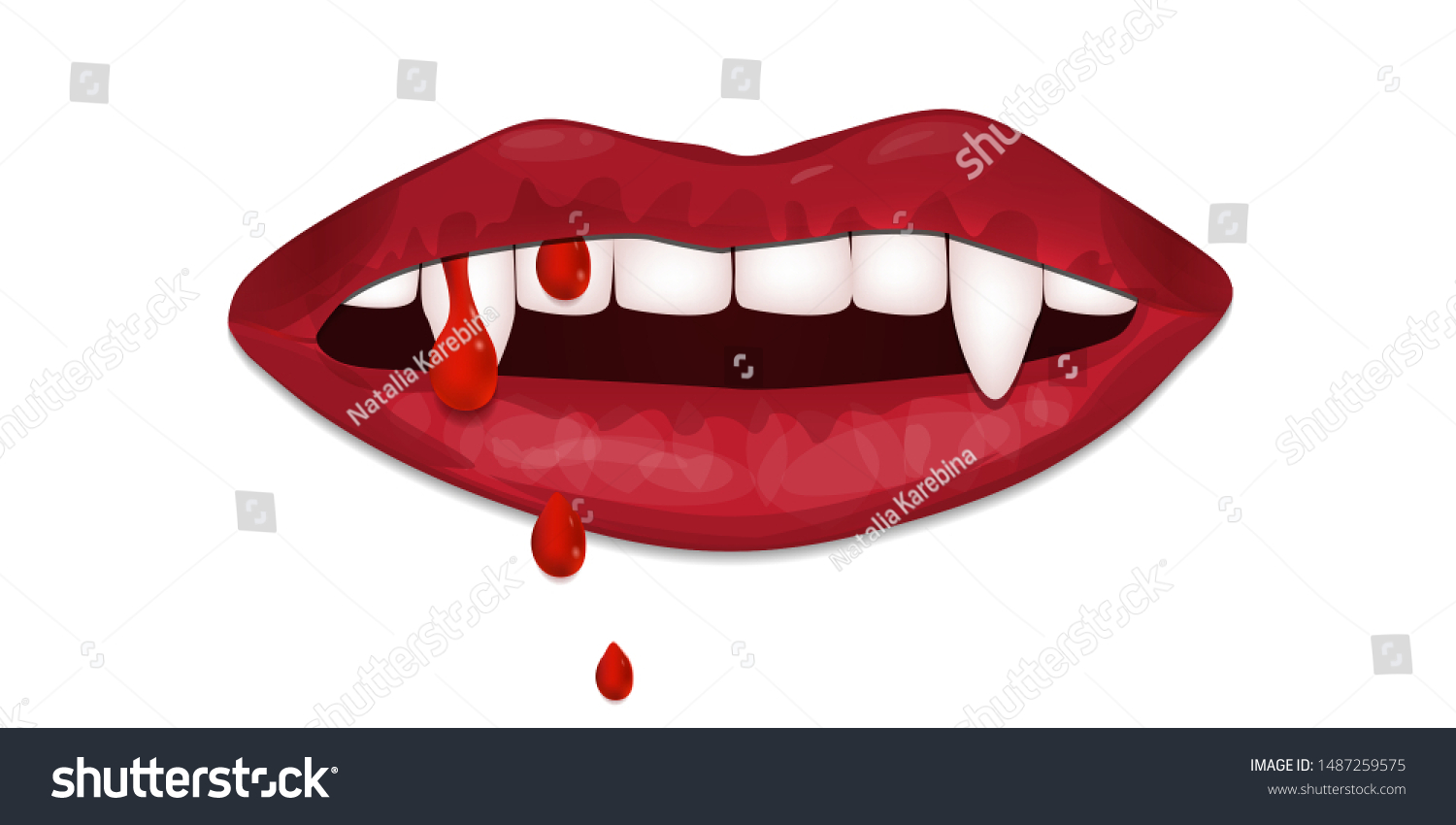 Vampire Mouth Isolated On White Background Stock Vector (Royalty Free ...