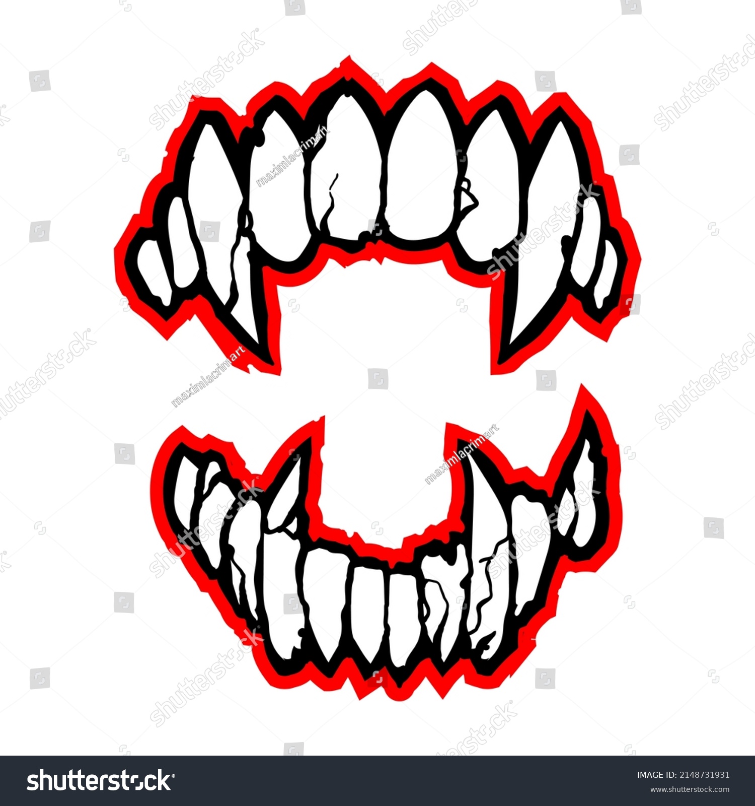 Vampire Teeth Vector Isolated On White Stock Vector (Royalty Free ...