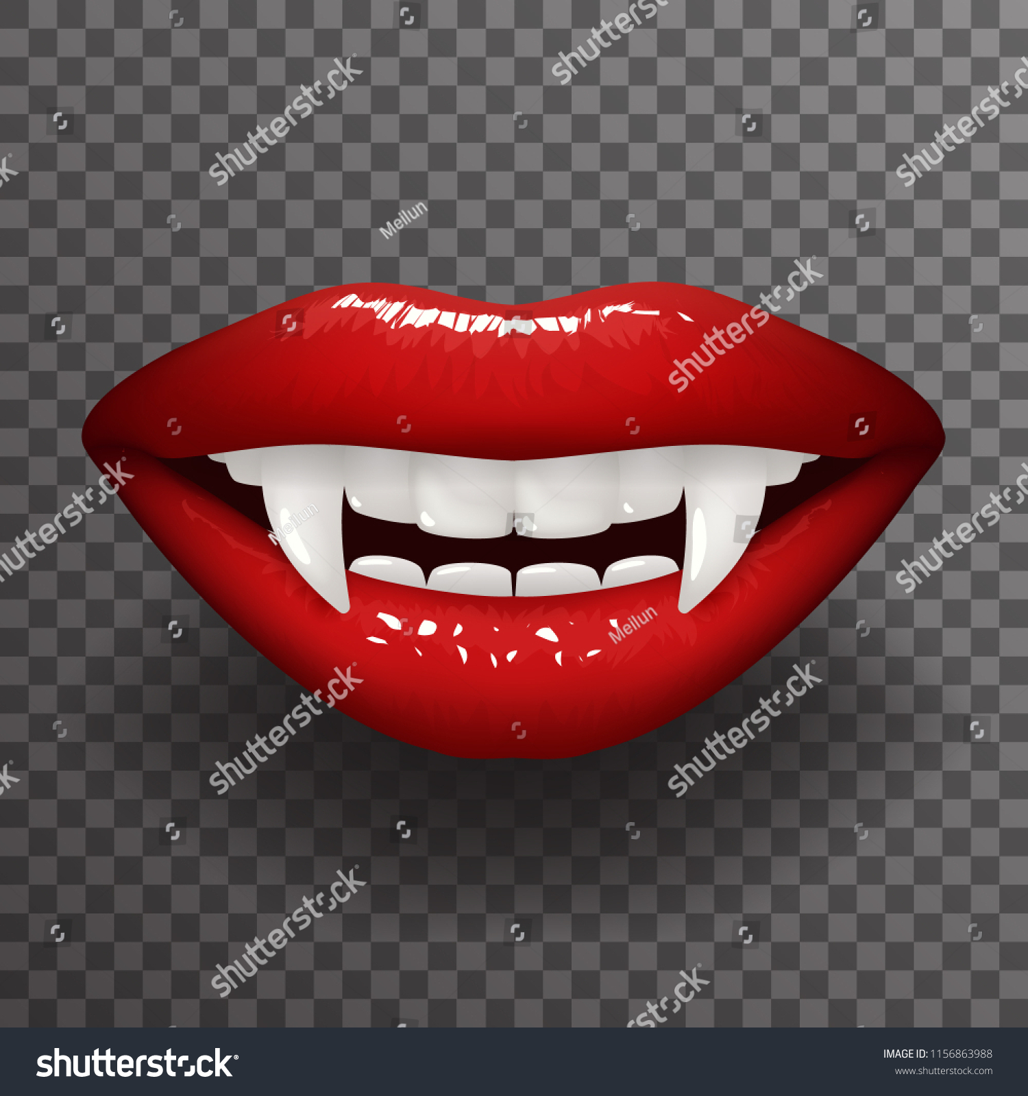 Vampire Tooth Stylish Woman Lips Slightly Stock Vector (Royalty Free ...